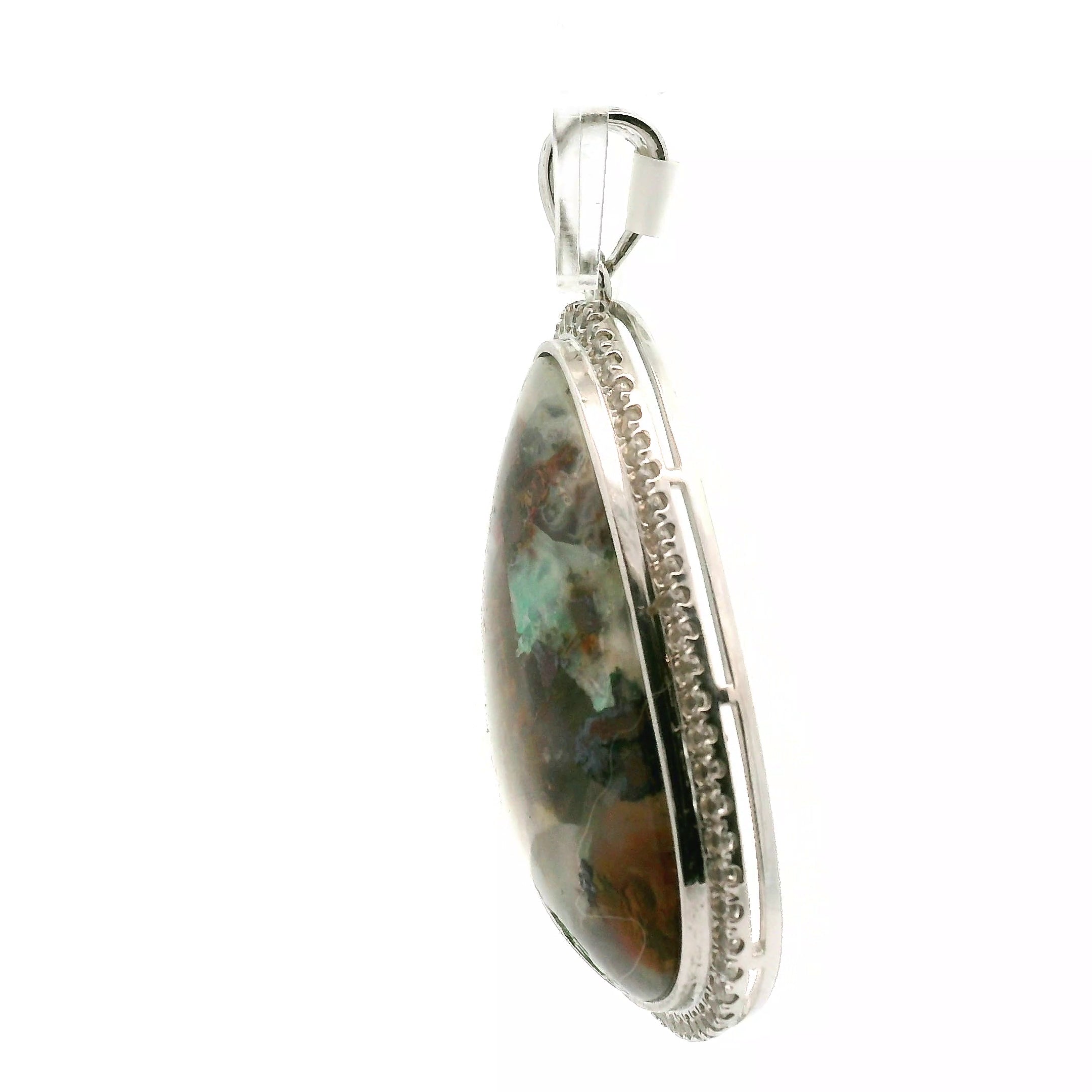Gem Silica with Copper and Pavé Pendant .925 Silver for Empowerment, Harmony and Truth
