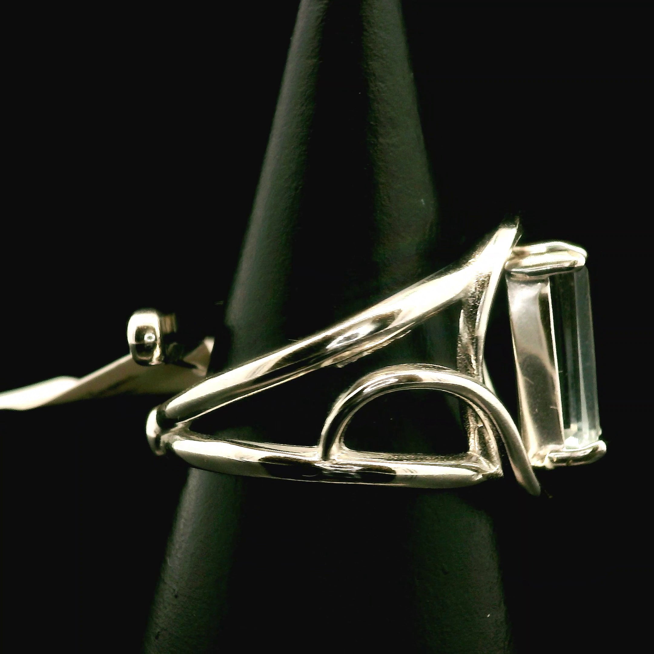 Ukrainian Blue Topaz Cuff Ring .925 Silver for Higher Levels of Awareness, Peaceful Communication and Clarity