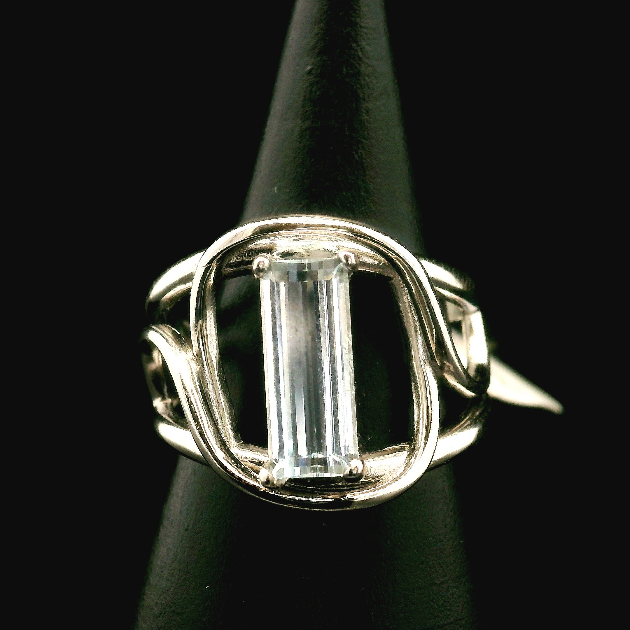 Ukrainian Blue Topaz Cuff Ring .925 Silver for Higher Levels of Awareness, Peaceful Communication and Clarity