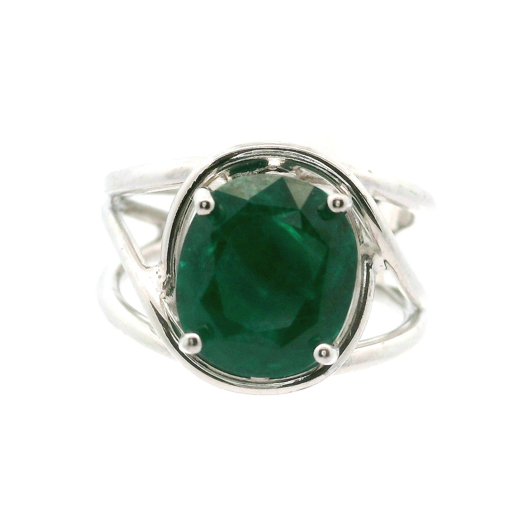 Dioptase Cuff Ring, Adjustable .925 Silver Emotional Balance, Healthy Relationships and Love