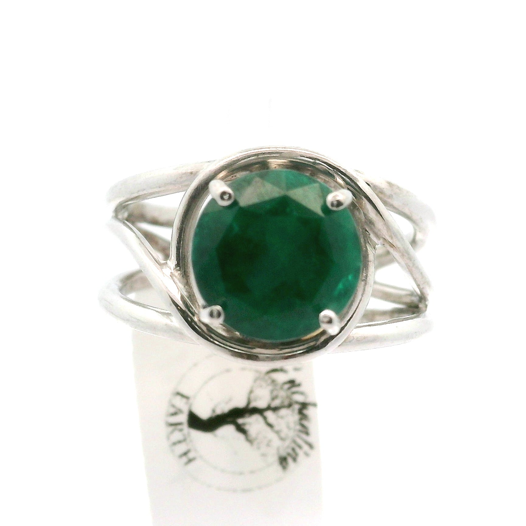 Dioptase Cuff Ring, Adjustable .925 Silver Emotional Balance, Healthy Relationships and Love