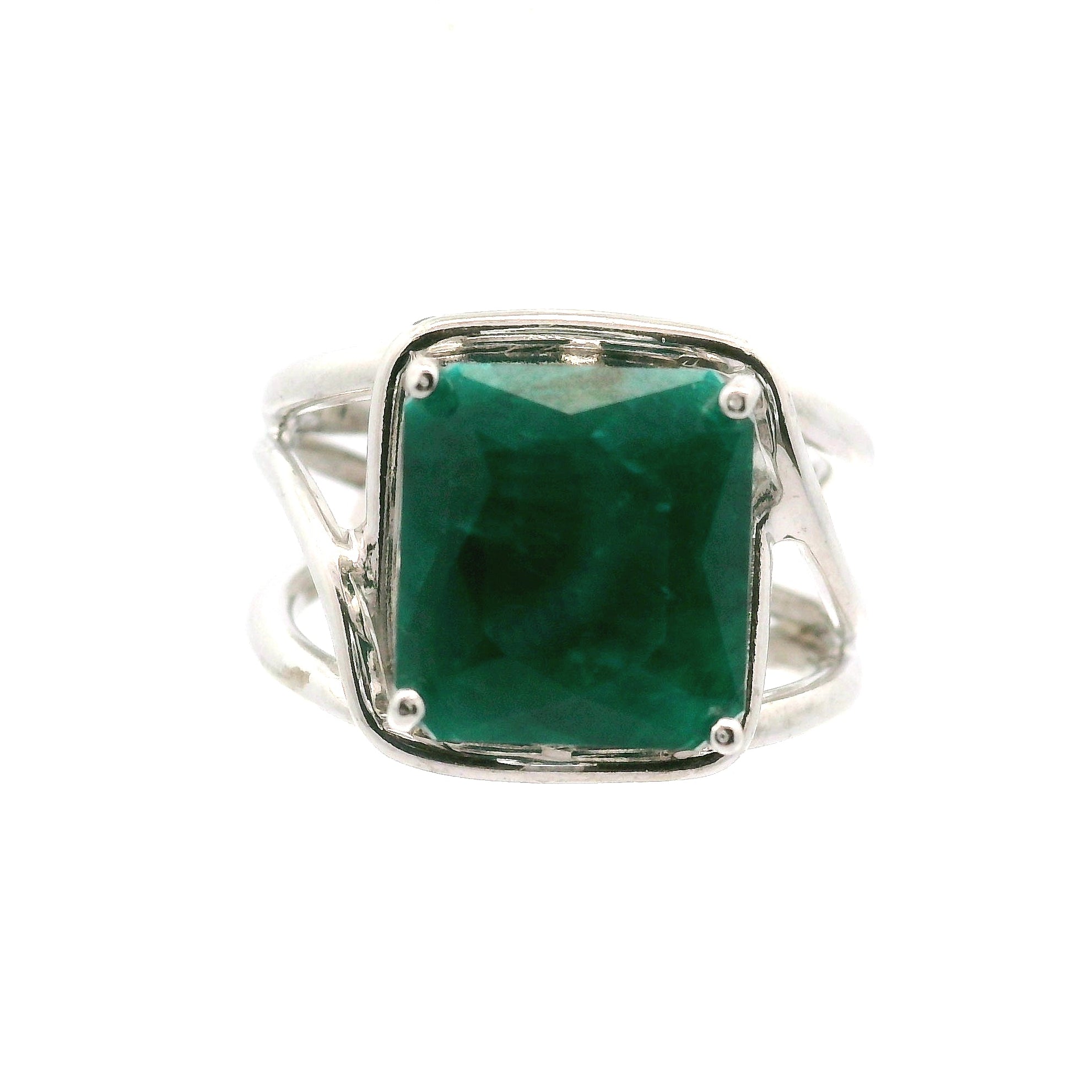 Dioptase Cuff Ring, Adjustable .925 Silver Emotional Balance, Healthy Relationships and Love