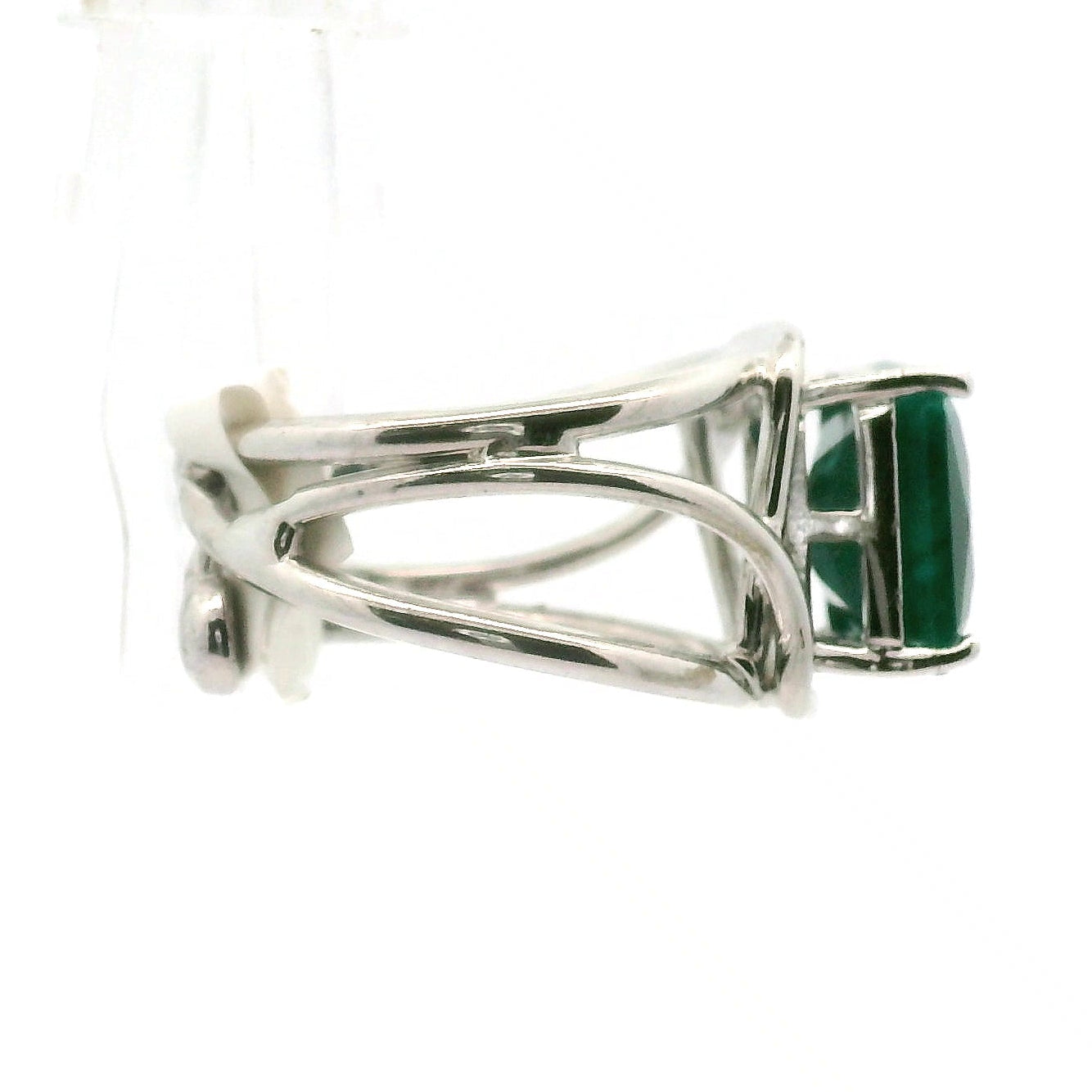Dioptase Cuff Ring, Adjustable .925 Silver Emotional Balance, Healthy Relationships and Love