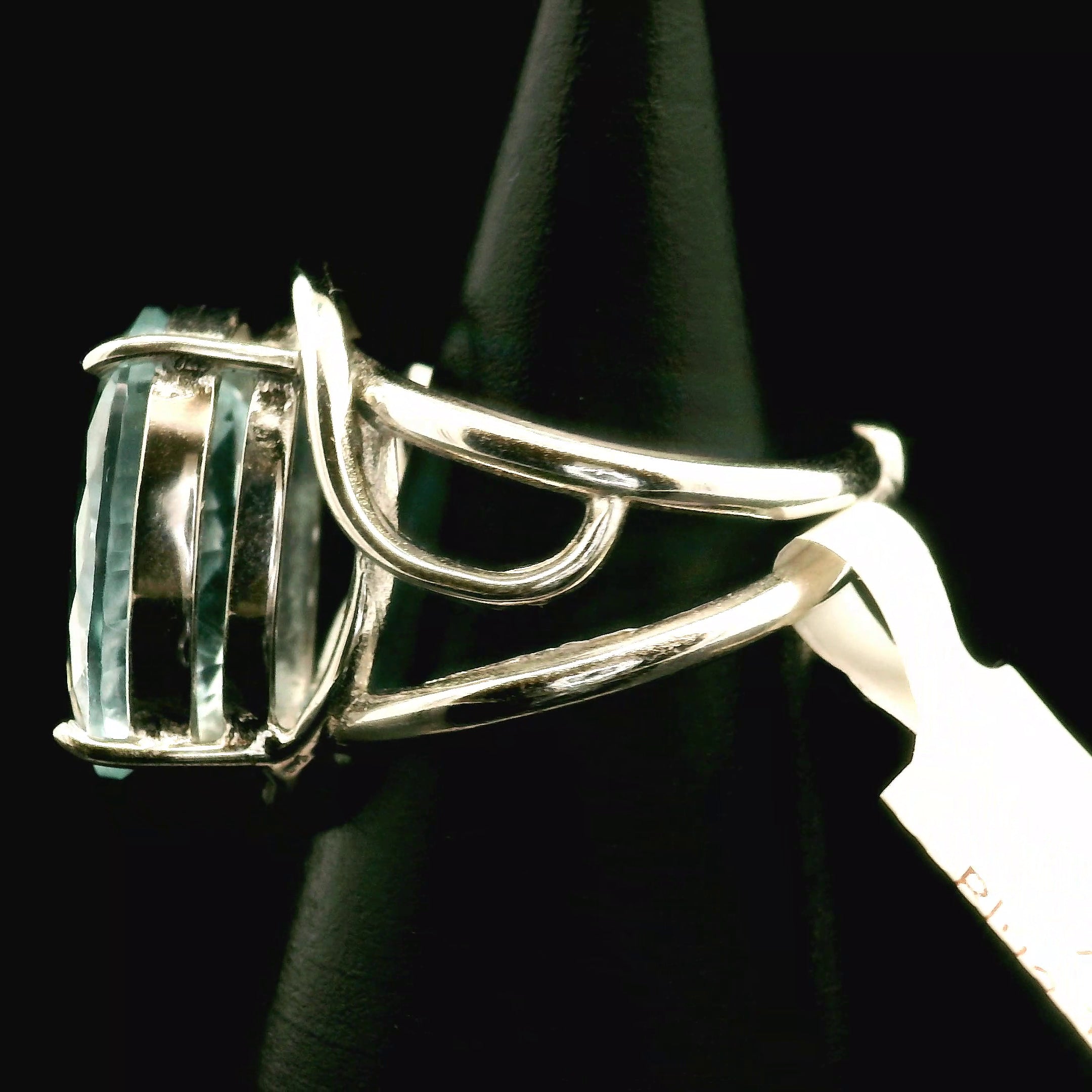 Blue Topaz Cuff Ring .925 Silver for Higher Levels of Awareness, Peaceful Communication and Clarity