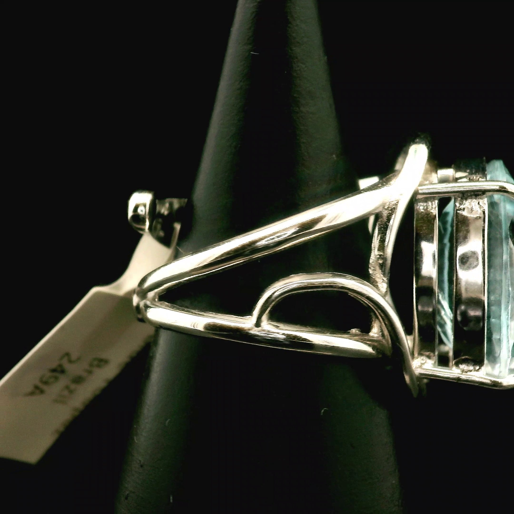 Blue Topaz Cuff Ring .925 Silver for Higher Levels of Awareness, Peaceful Communication and Clarity