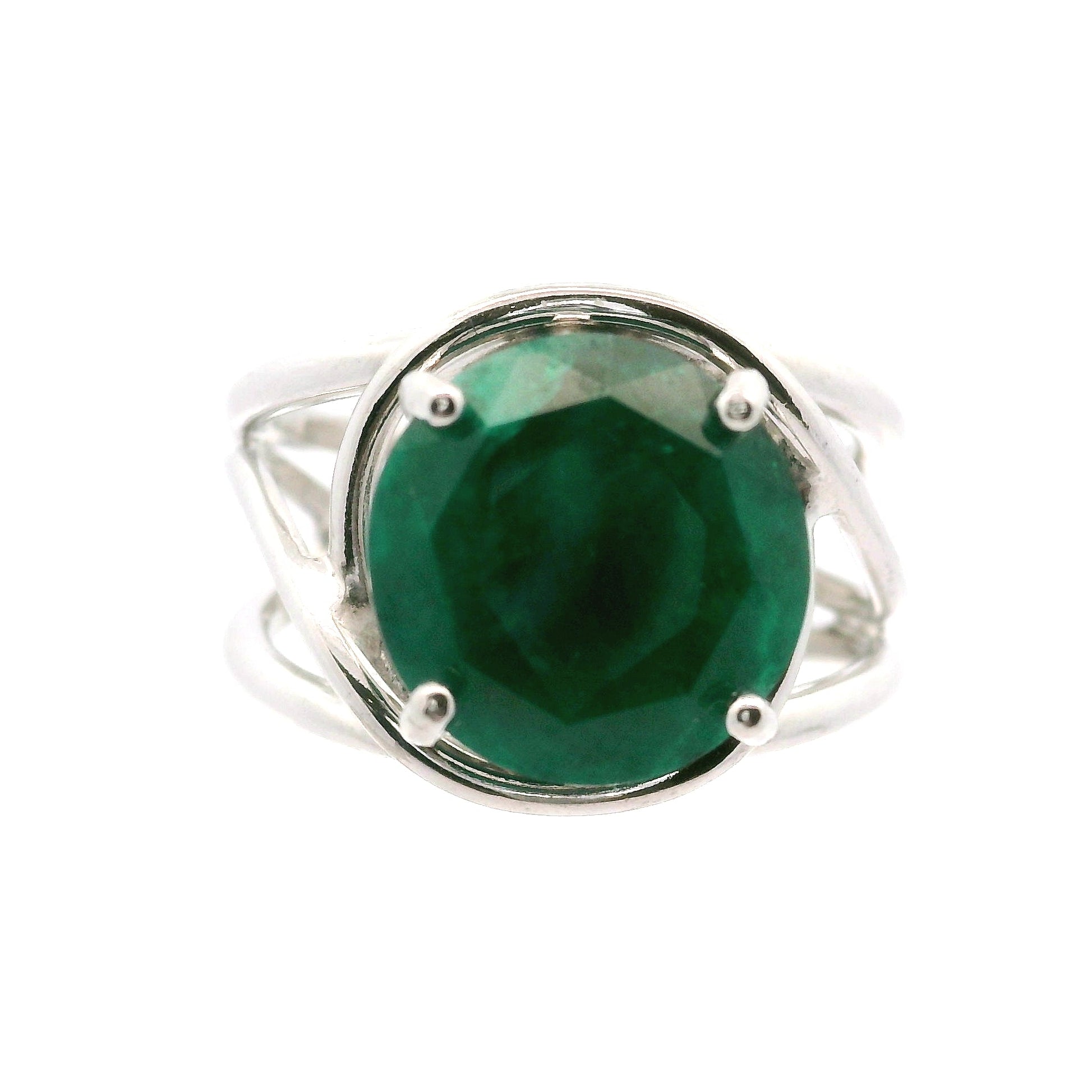 Dioptase Cuff Ring, Adjustable .925 Silver Emotional Balance, Healthy Relationships and Love