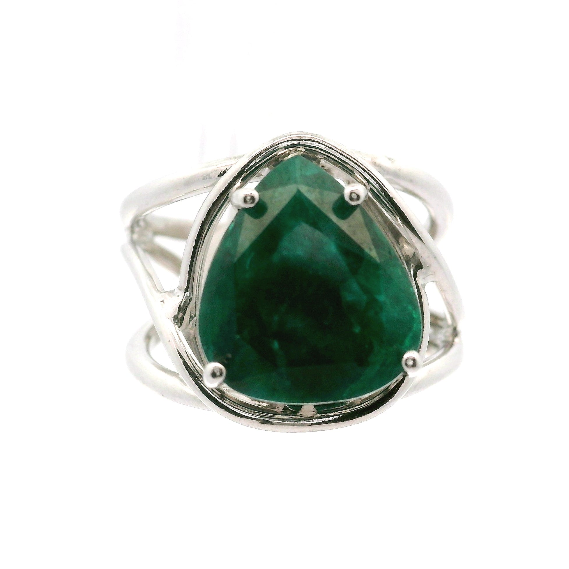 Dioptase Cuff Ring, Adjustable .925 Silver Emotional Balance, Healthy Relationships and Love