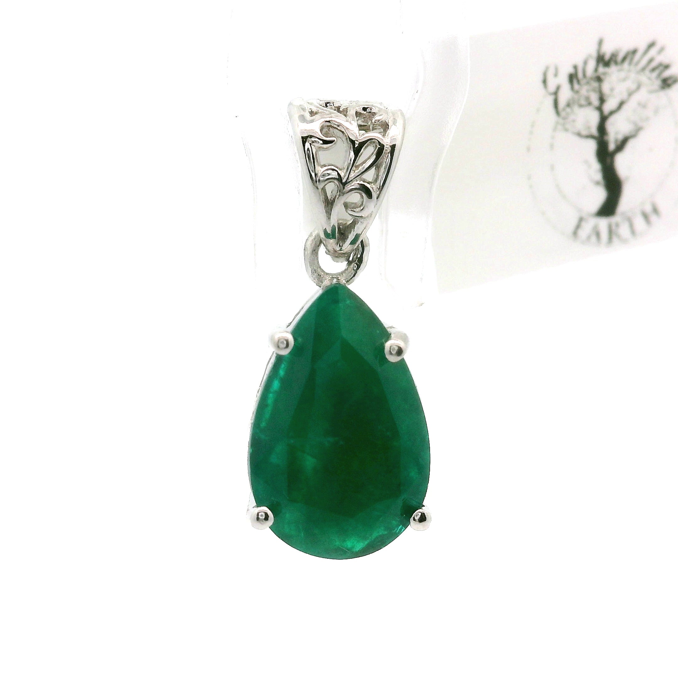 Dioptase Pendant in .925 Silver for Emotional Balance, Healthy Relationships and Love