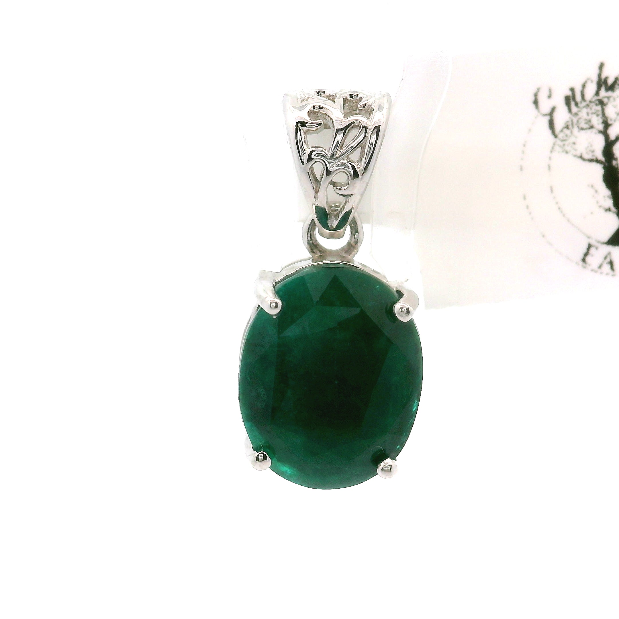 Dioptase Pendant in .925 Silver for Emotional Balance, Healthy Relationships and Love
