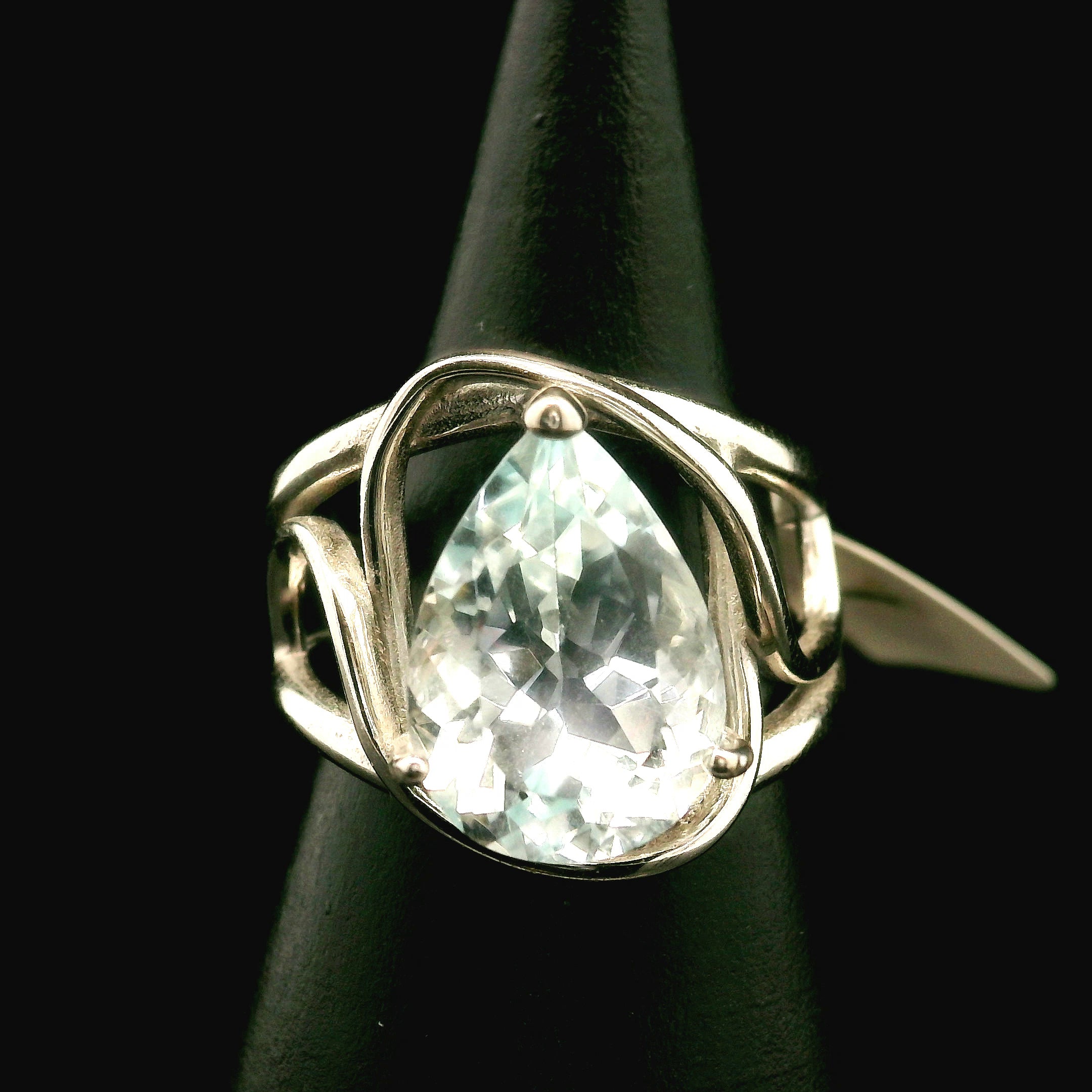 Blue Topaz Cuff Ring .925 Silver for Higher Levels of Awareness, Peaceful Communication and Clarity