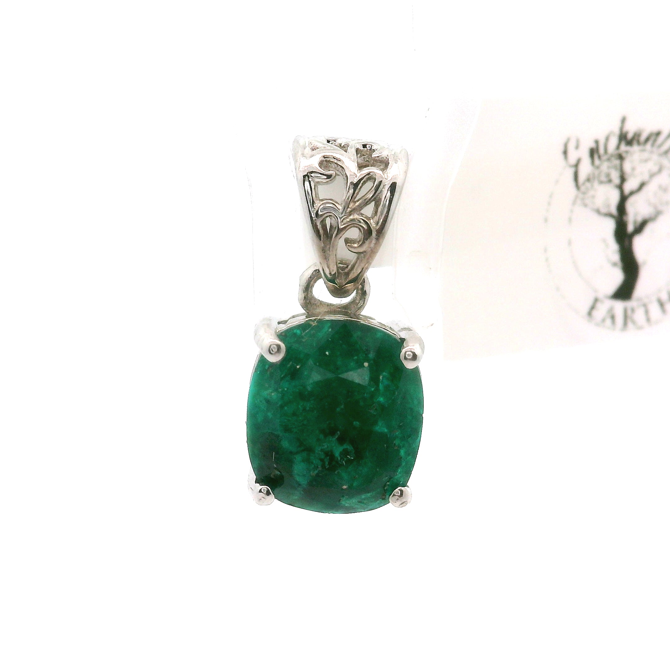 Dioptase Pendant in .925 Silver for Emotional Balance, Healthy Relationships and Love