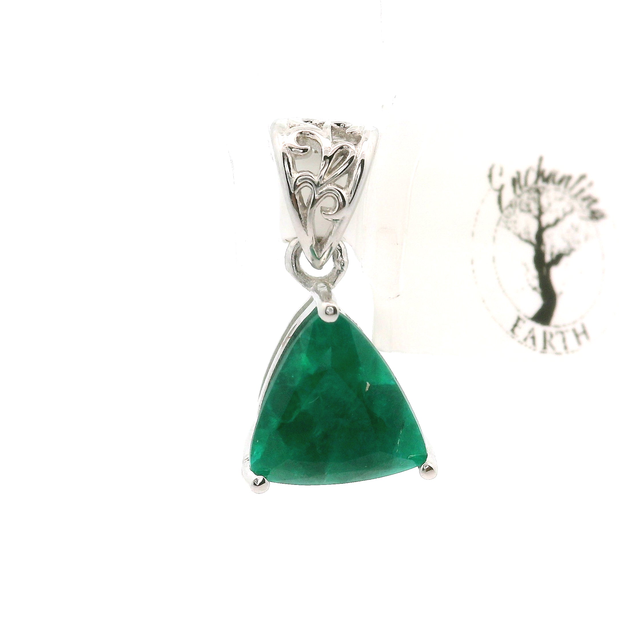 Dioptase Pendant in .925 Silver for Emotional Balance, Healthy Relationships and Love