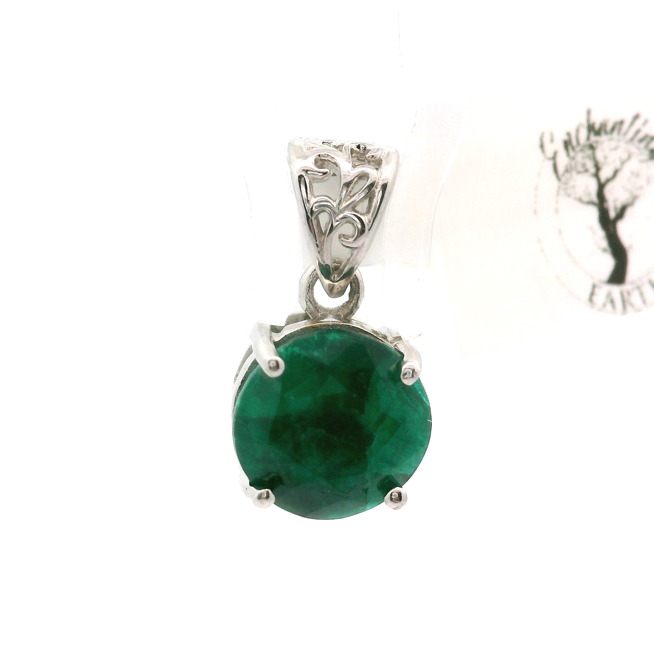 Dioptase Pendant in .925 Silver for Emotional Balance, Healthy Relationships and Love