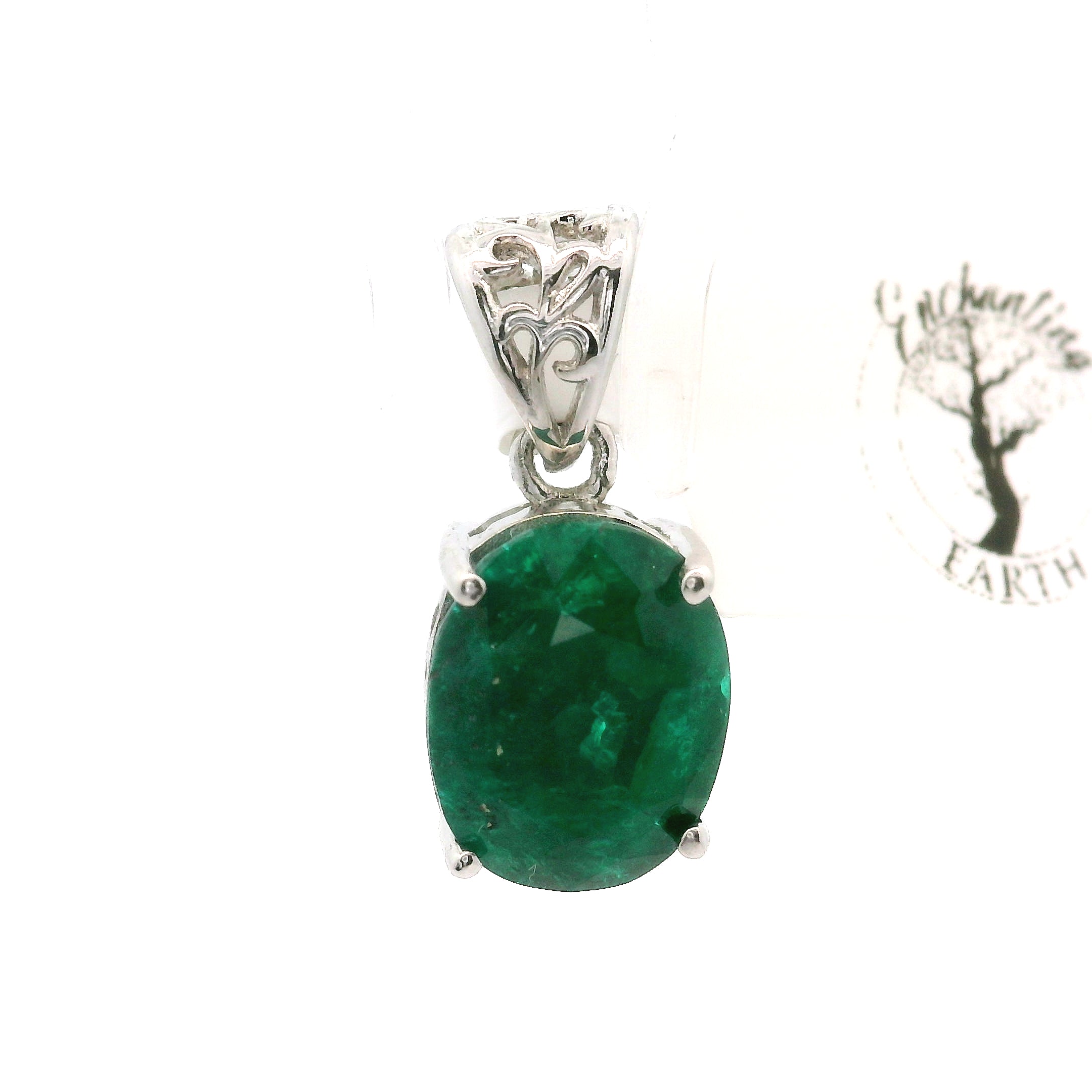 Dioptase Pendant in .925 Silver for Emotional Balance, Healthy Relationships and Love