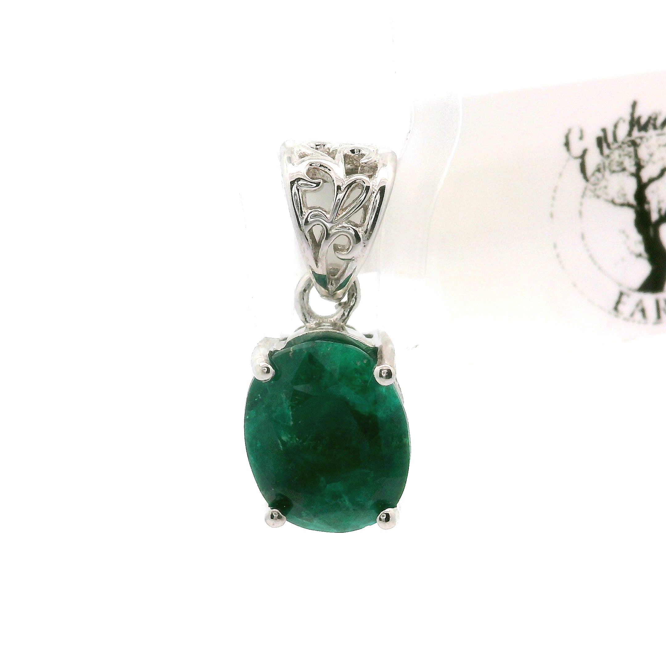 Dioptase Pendant in .925 Silver for Emotional Balance, Healthy Relationships and Love
