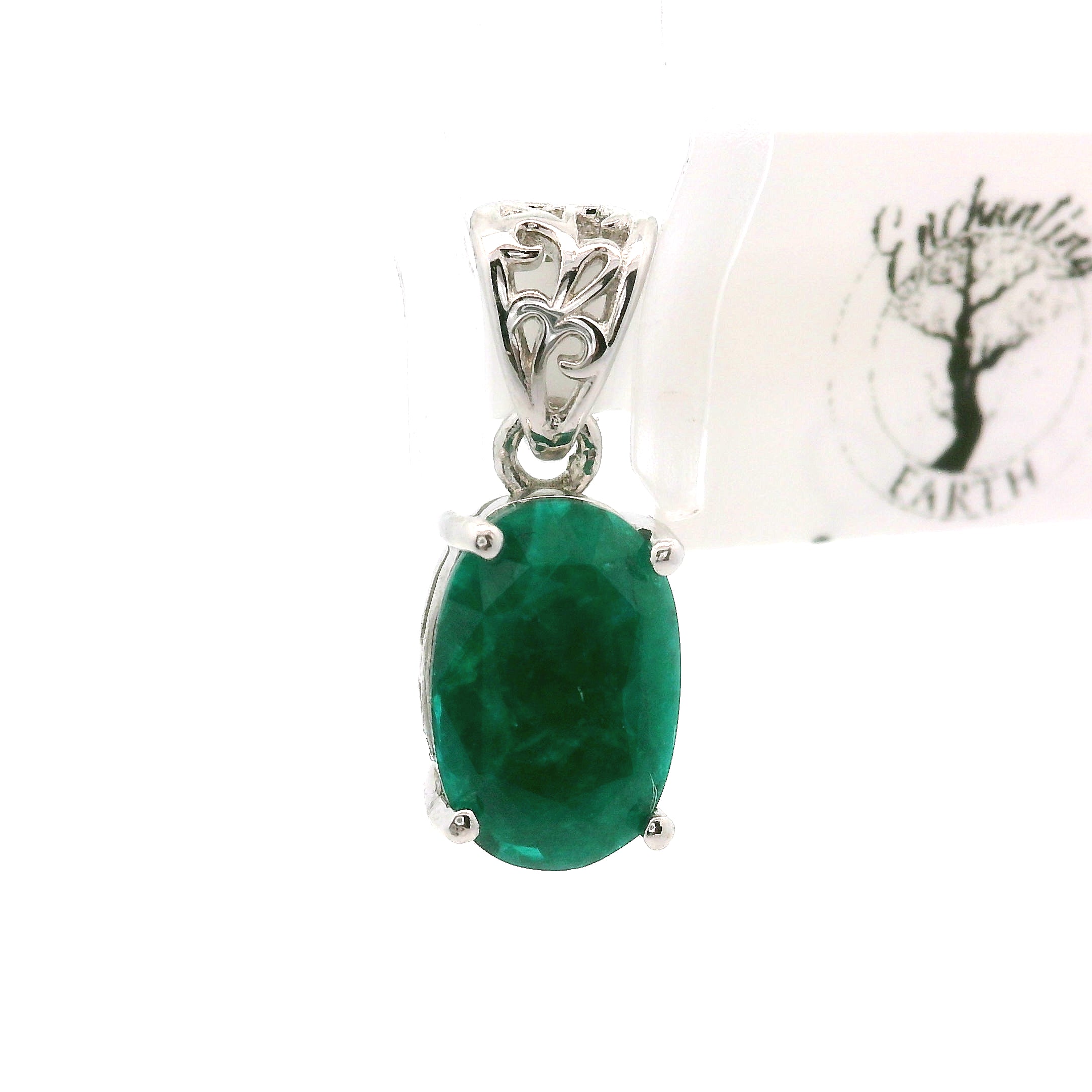 Dioptase Pendant in .925 Silver for Emotional Balance, Healthy Relationships and Love