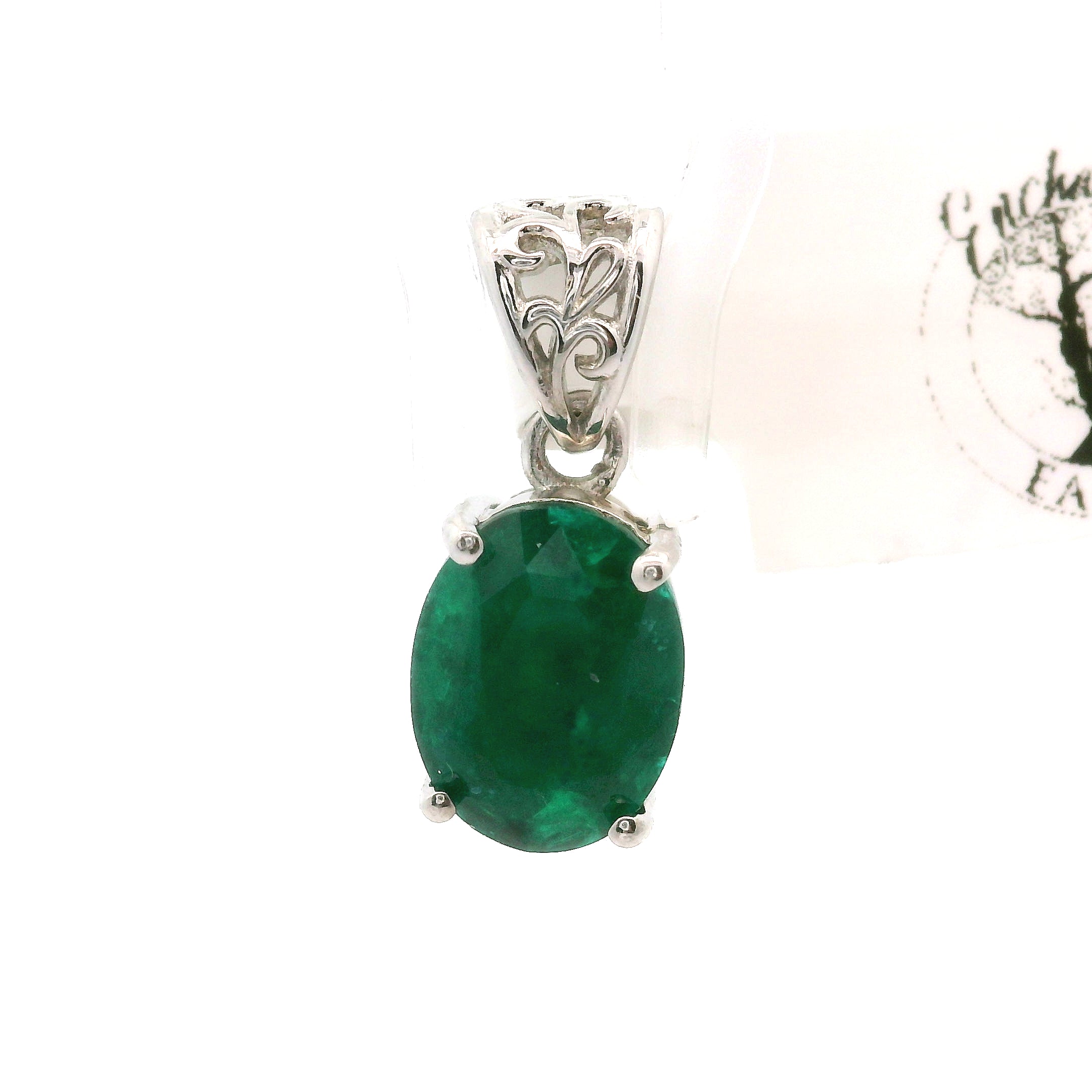 Dioptase Pendant in .925 Silver for Emotional Balance, Healthy Relationships and Love