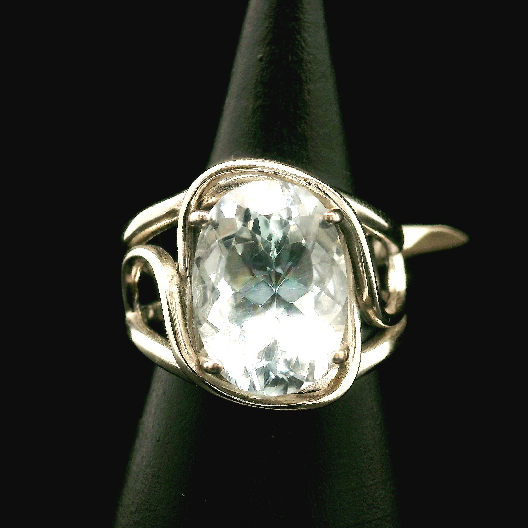 Blue Topaz Cuff Ring .925 Silver for Higher Levels of Awareness, Peaceful Communication and Clarity