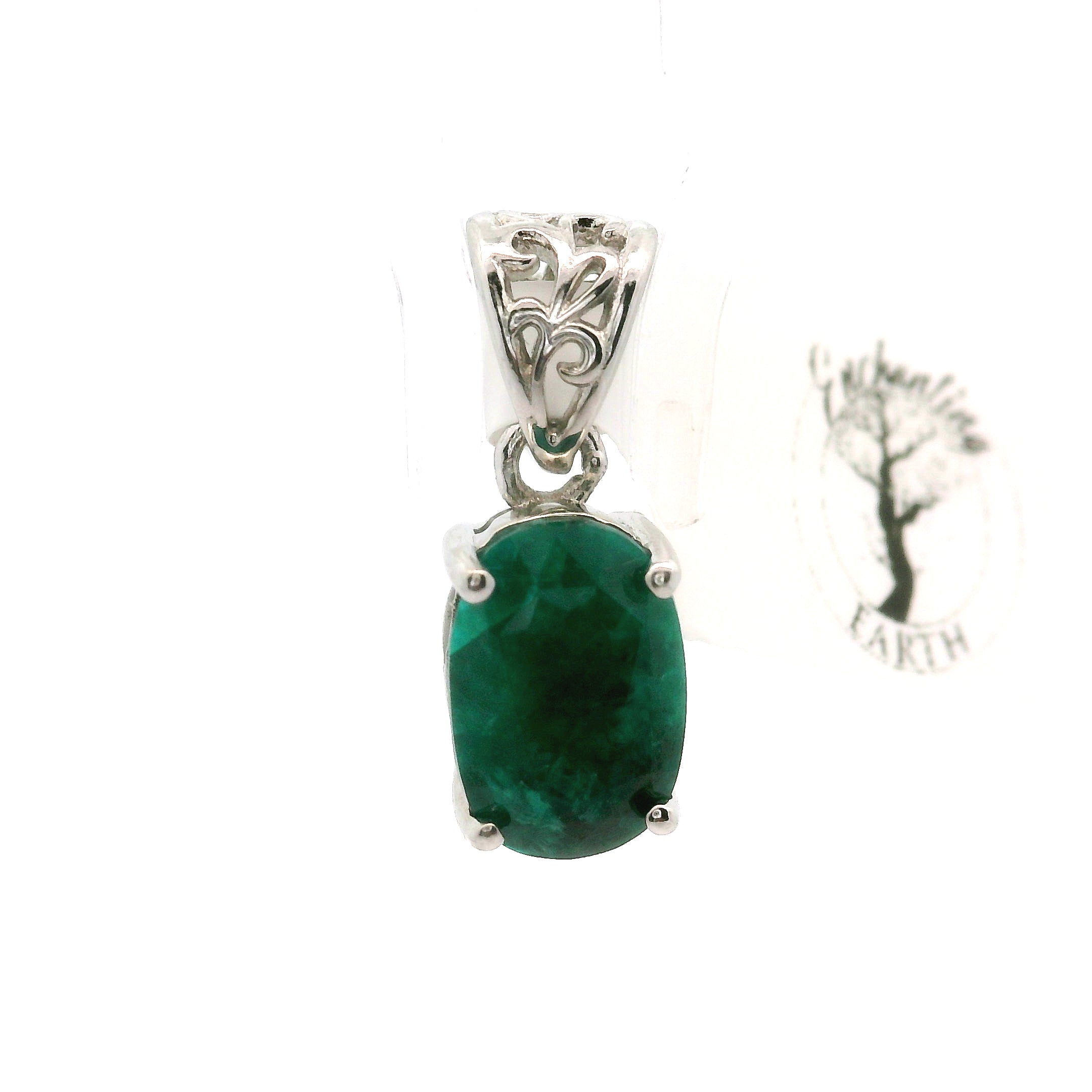 Dioptase Pendant in .925 Silver for Emotional Balance, Healthy Relationships and Love
