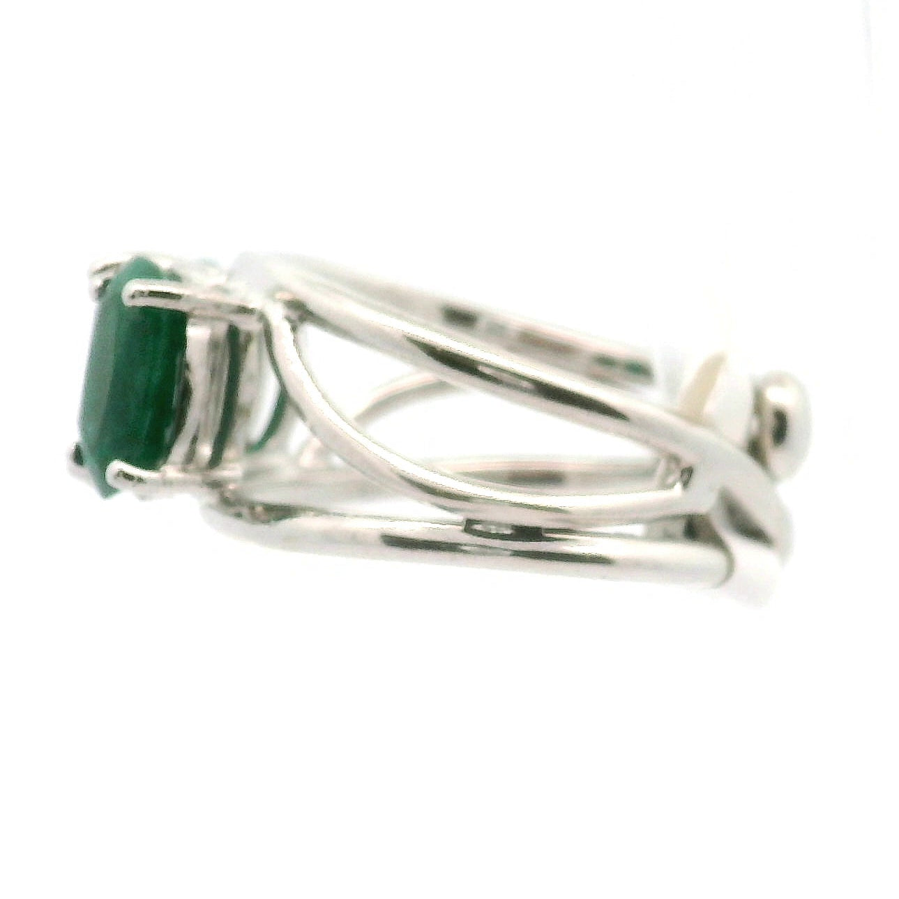 Triple Stone Dioptase Cuff Ring, Adjustable .925 Silver Emotional Balance, Healthy Relationships and Love