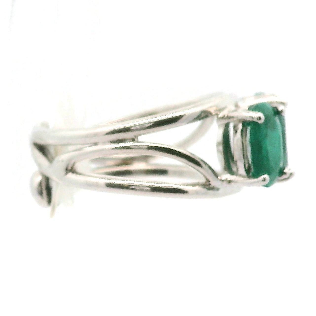 Triple Stone Dioptase Cuff Ring, Adjustable .925 Silver Emotional Balance, Healthy Relationships and Love