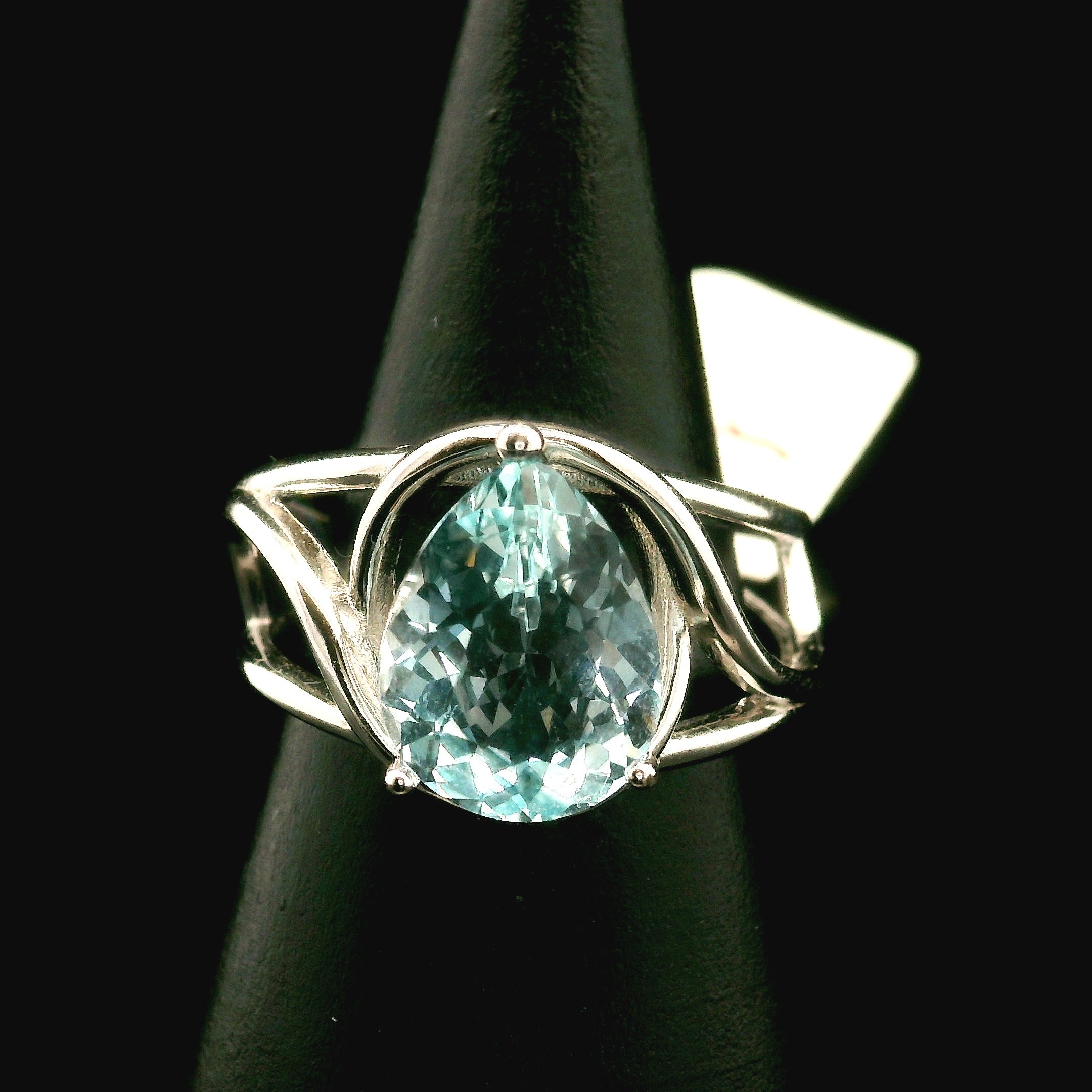 Blue Topaz Cuff Ring .925 Silver for Higher Levels of Awareness, Peaceful Communication and Clarity