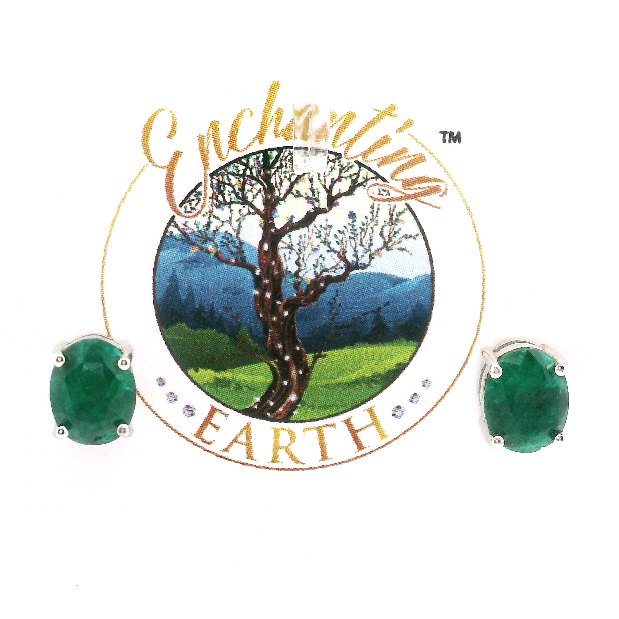 Dioptase Earrings in .925 Silver Emotional Balance, Healthy Relationships and Love