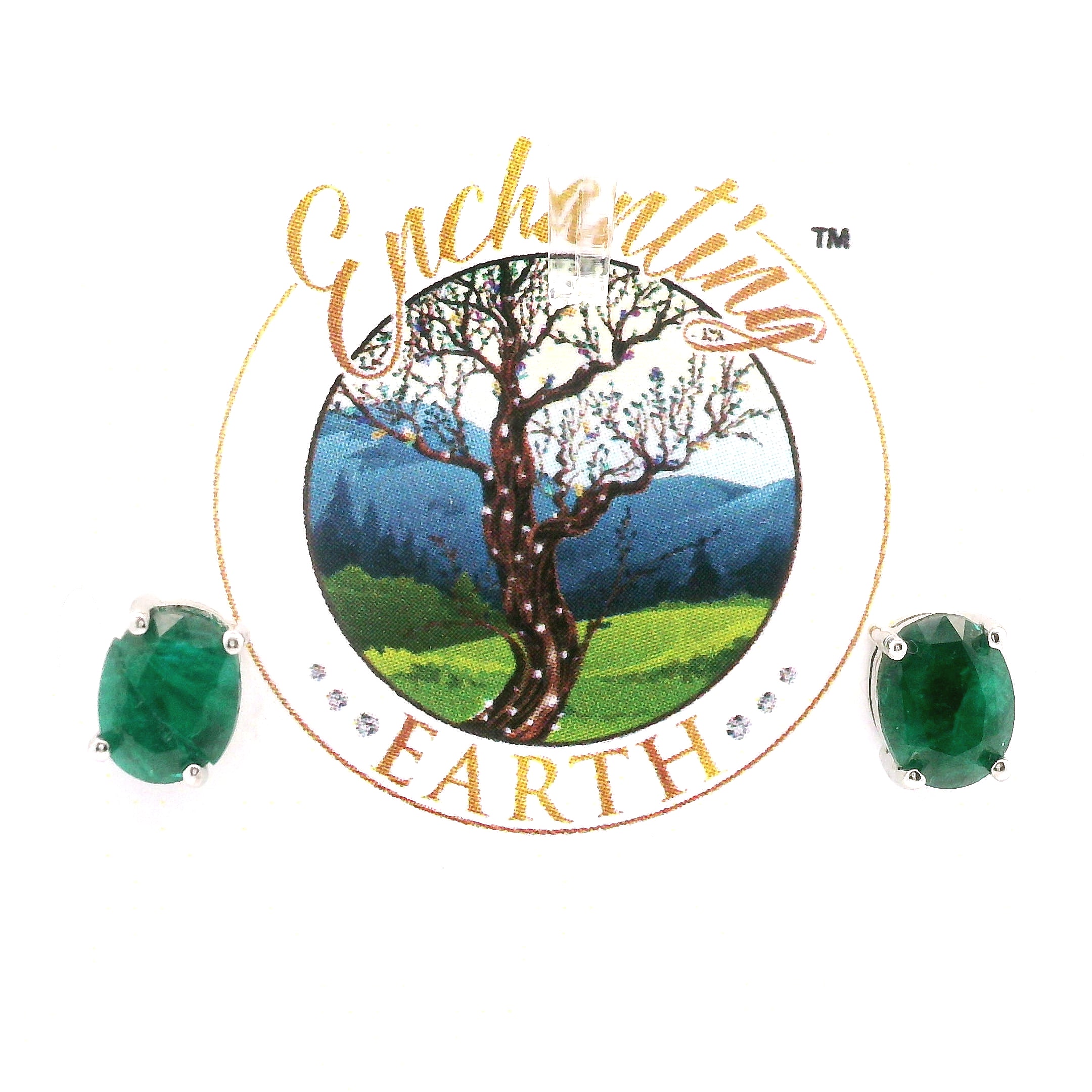 Dioptase Earrings in .925 Silver Emotional Balance, Healthy Relationships and Love