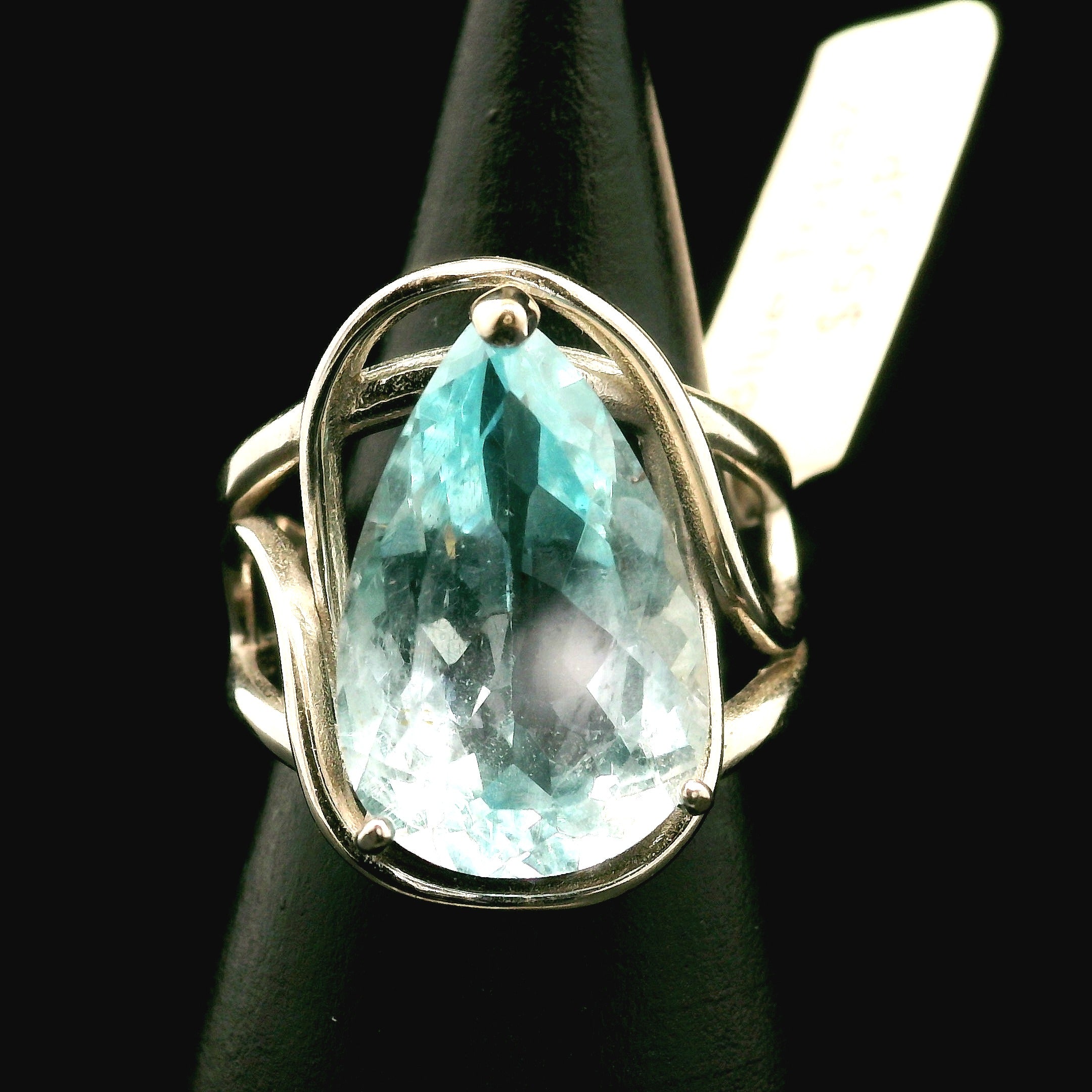 Blue Topaz Cuff Ring .925 Silver for Higher Levels of Awareness, Peaceful Communication and Clarity