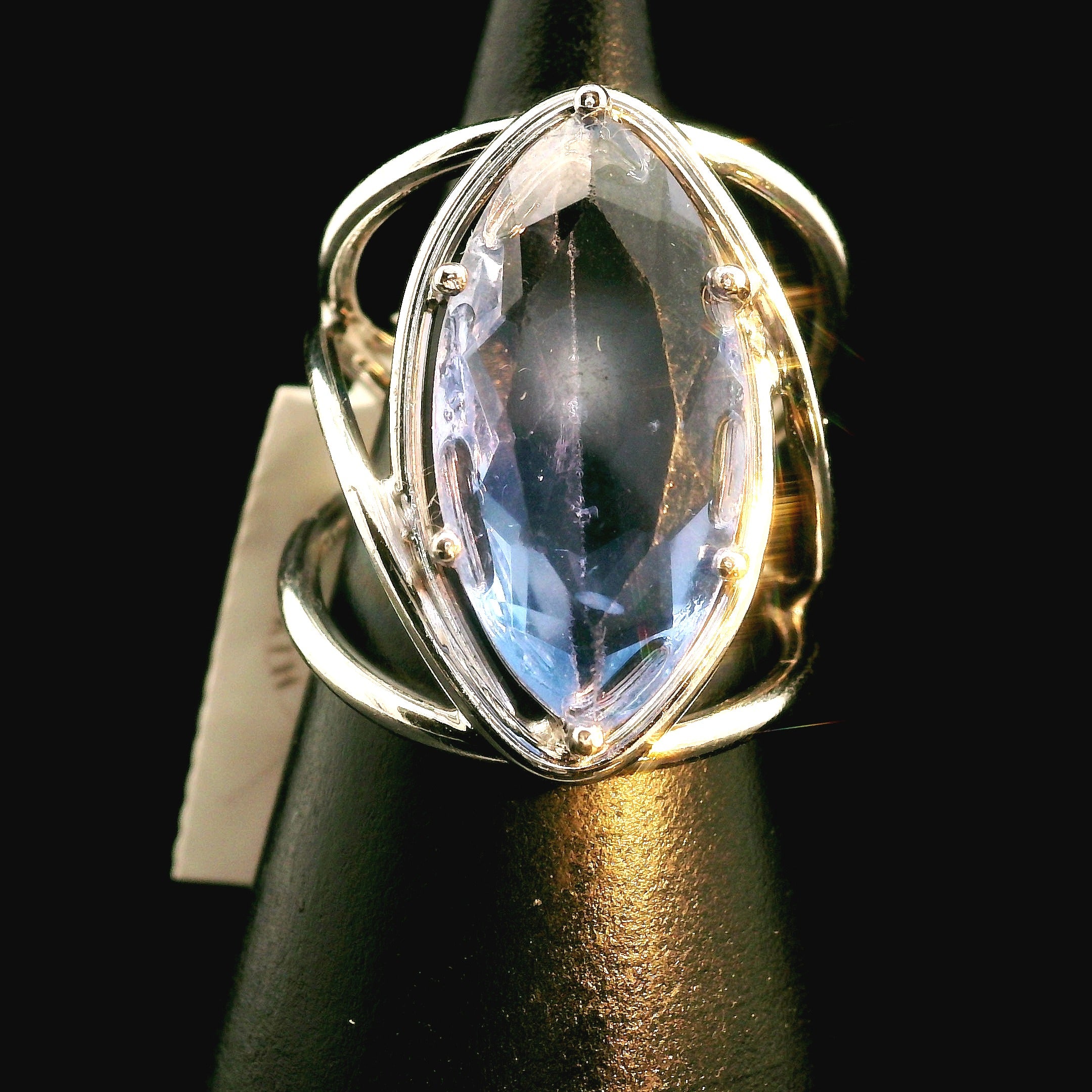 Blue Color Changing Fluorite Cuff Ring .925 Silver for Inspiration, Focus and Wisdom
