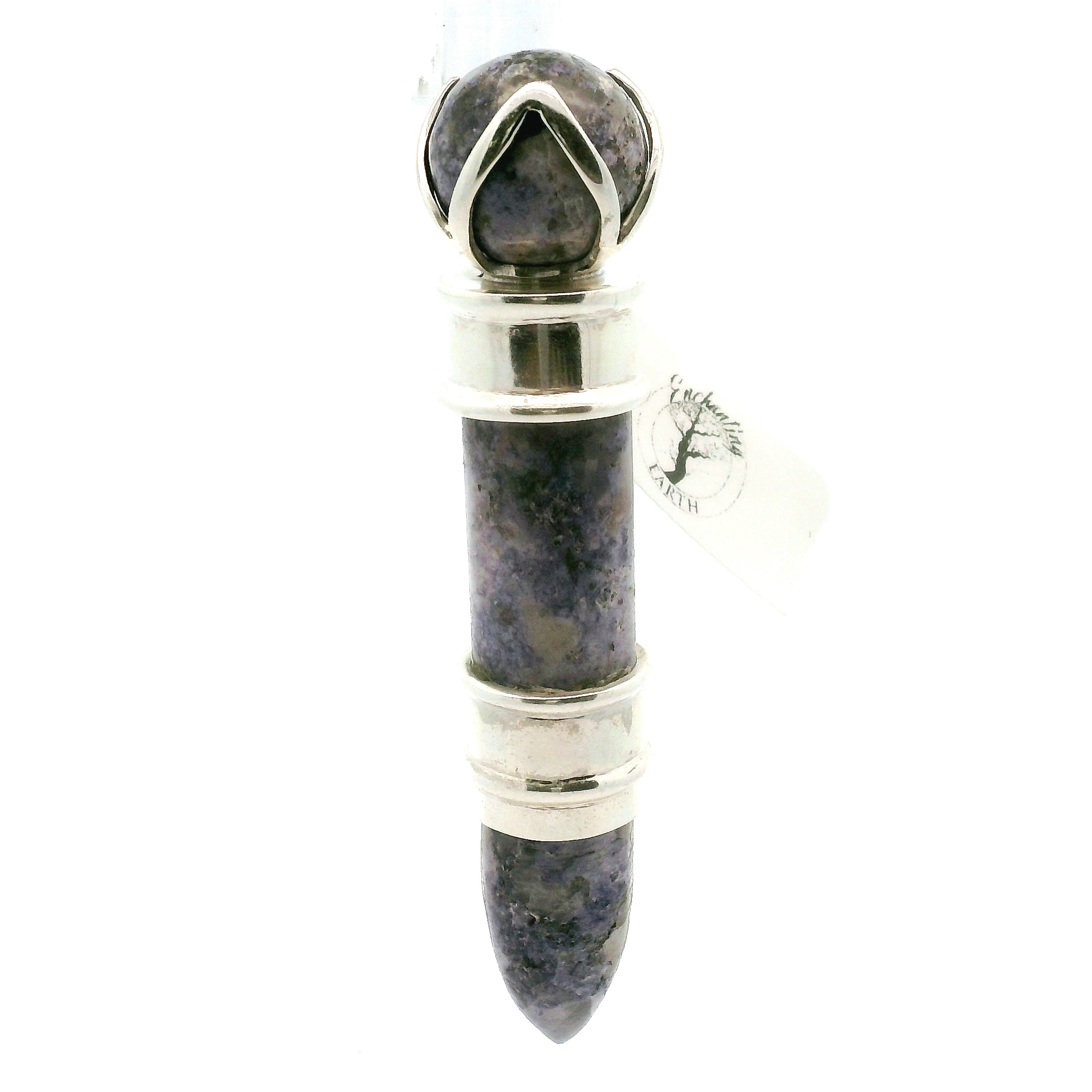 Pink & Purple Lepidolite Wandlet Wand Pendant .925 Silver for Energetic Balance and Purification