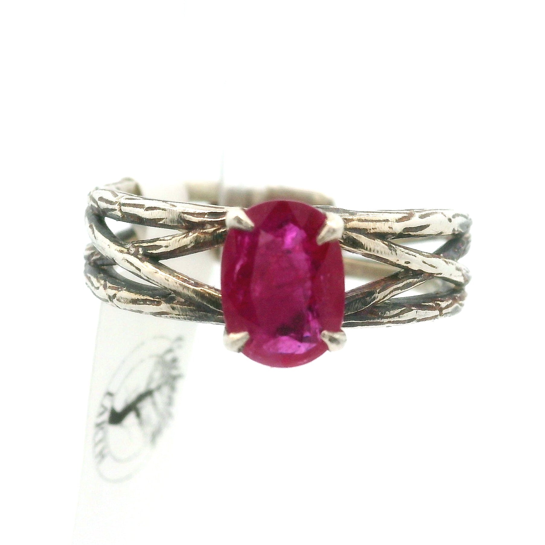 Bad Witch Ruby Cuff Ring .925 Silver for Empowerment, Love and Passion