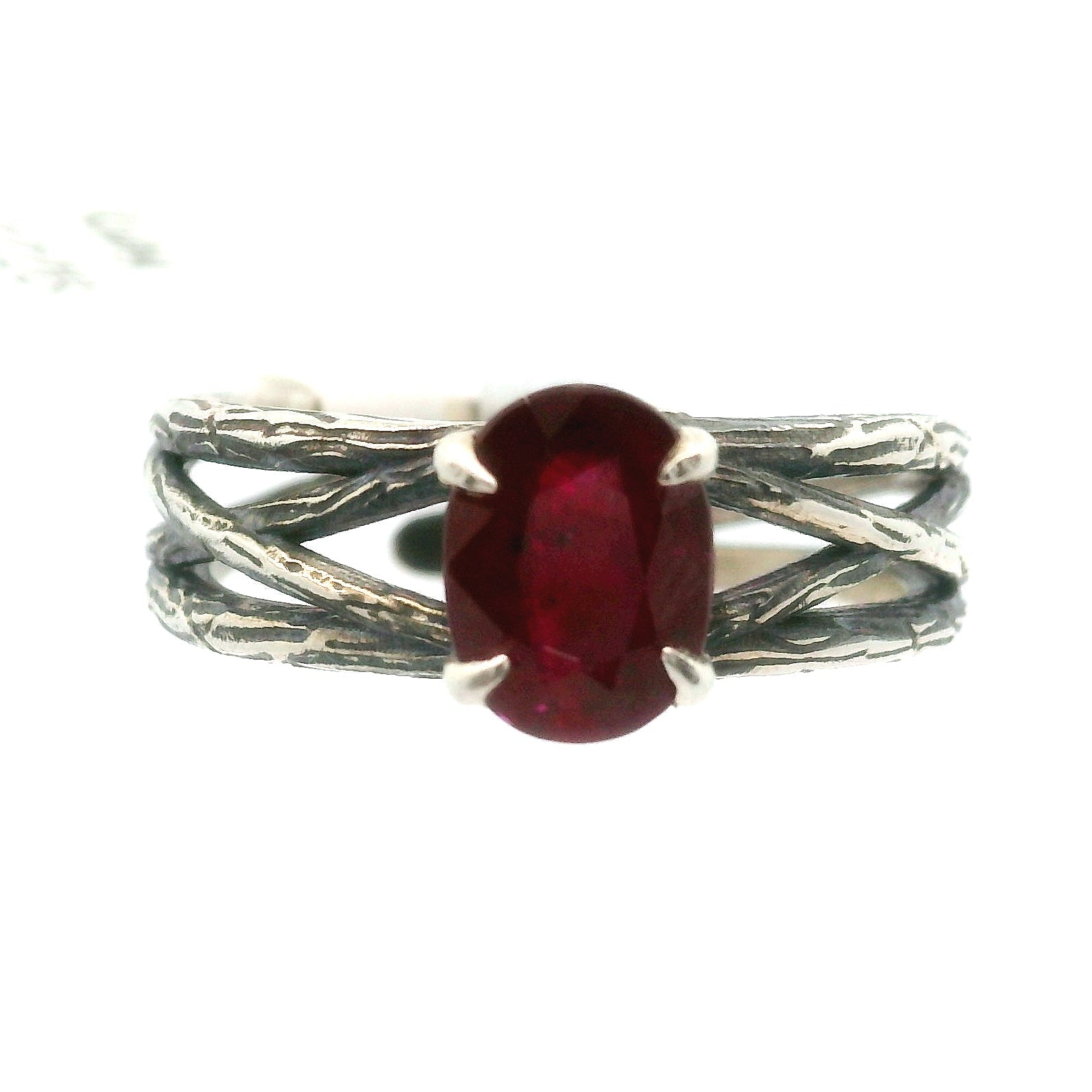 Bad Witch Ruby Cuff Ring .925 Silver for Empowerment, Love and Passion
