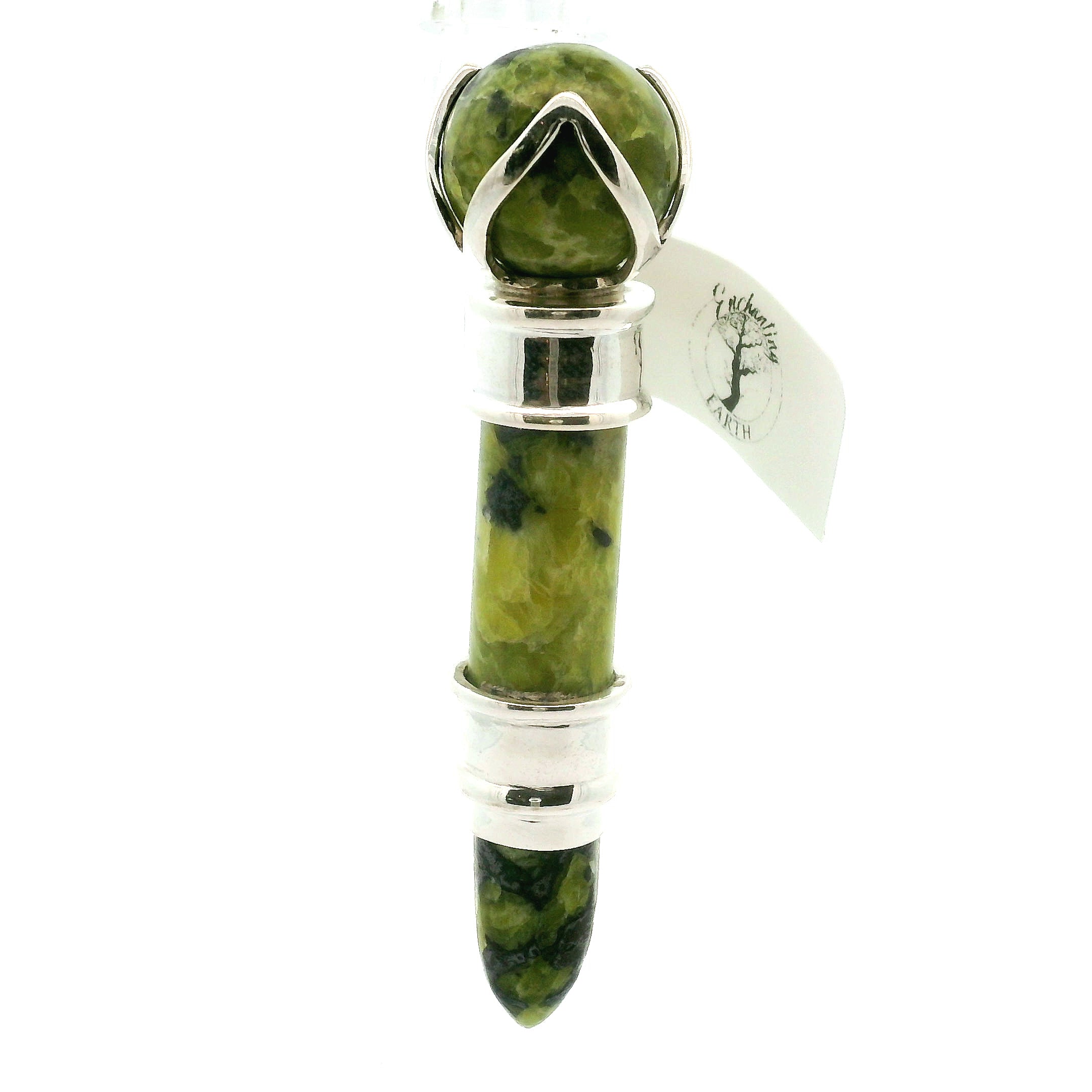 Lizardite Wandlet Wand Pendant .925 Silver for Connecting to Earth and Abundance