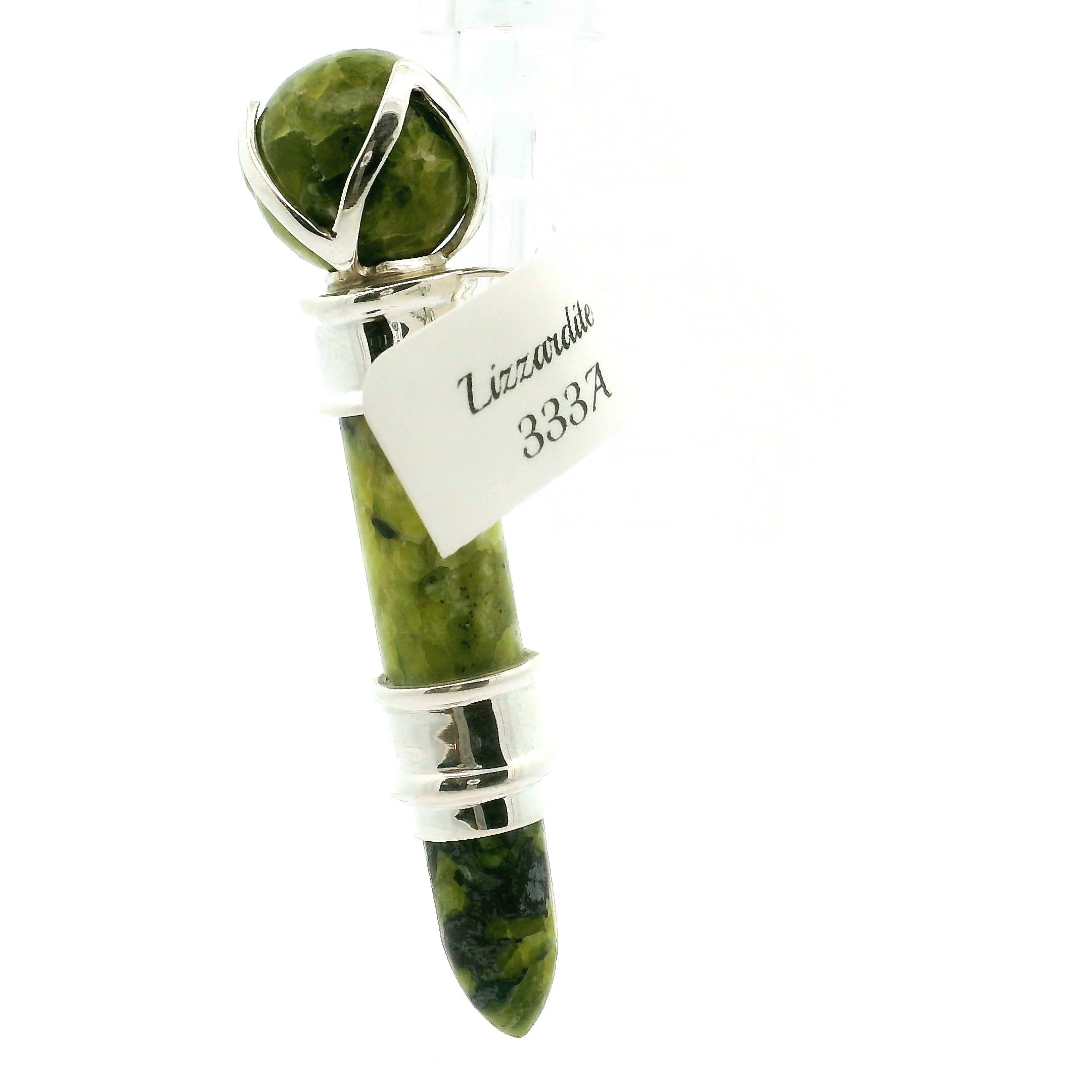 Lizardite Wandlet Wand Pendant .925 Silver for Connecting to Earth and Abundance