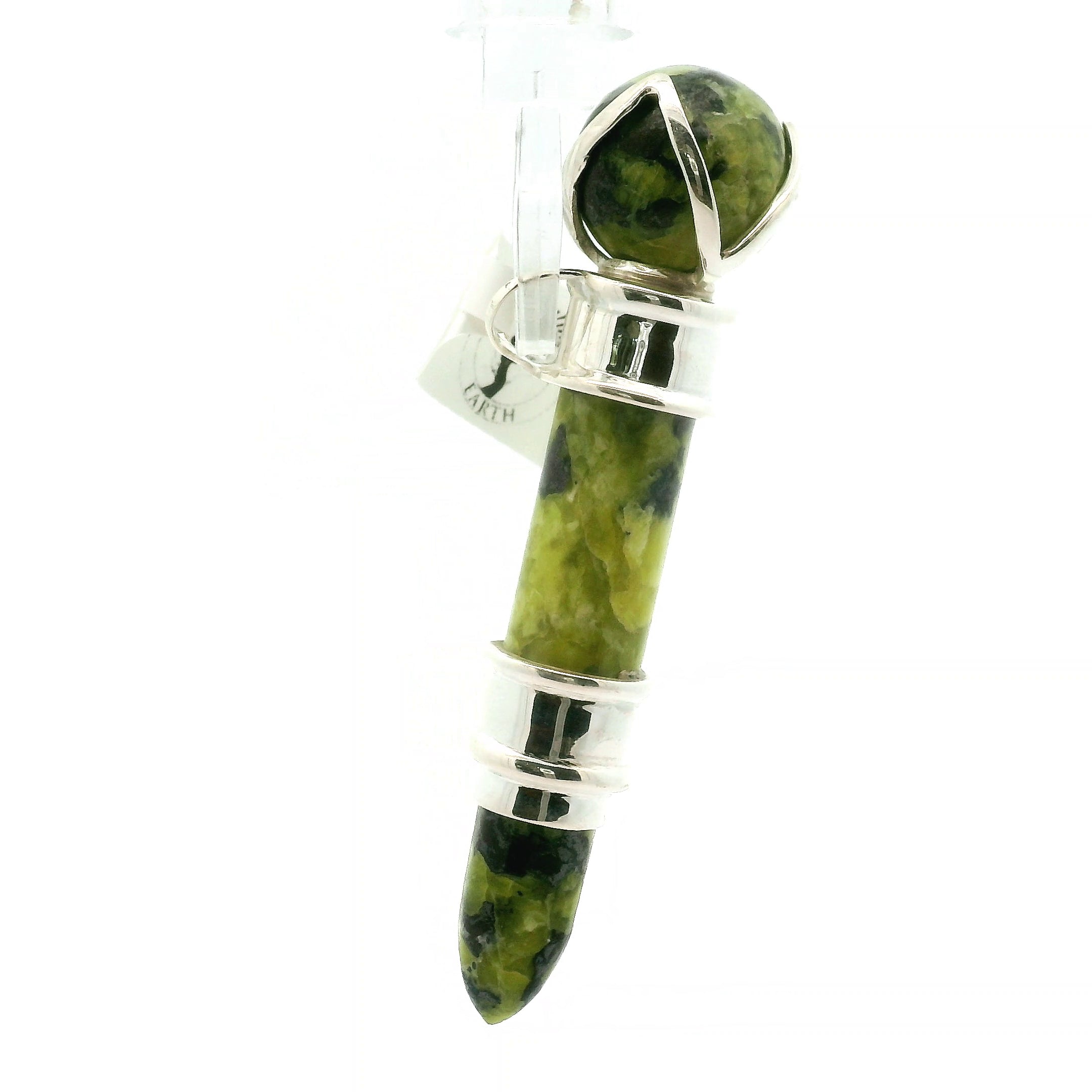Lizardite Wandlet Wand Pendant .925 Silver for Connecting to Earth and Abundance