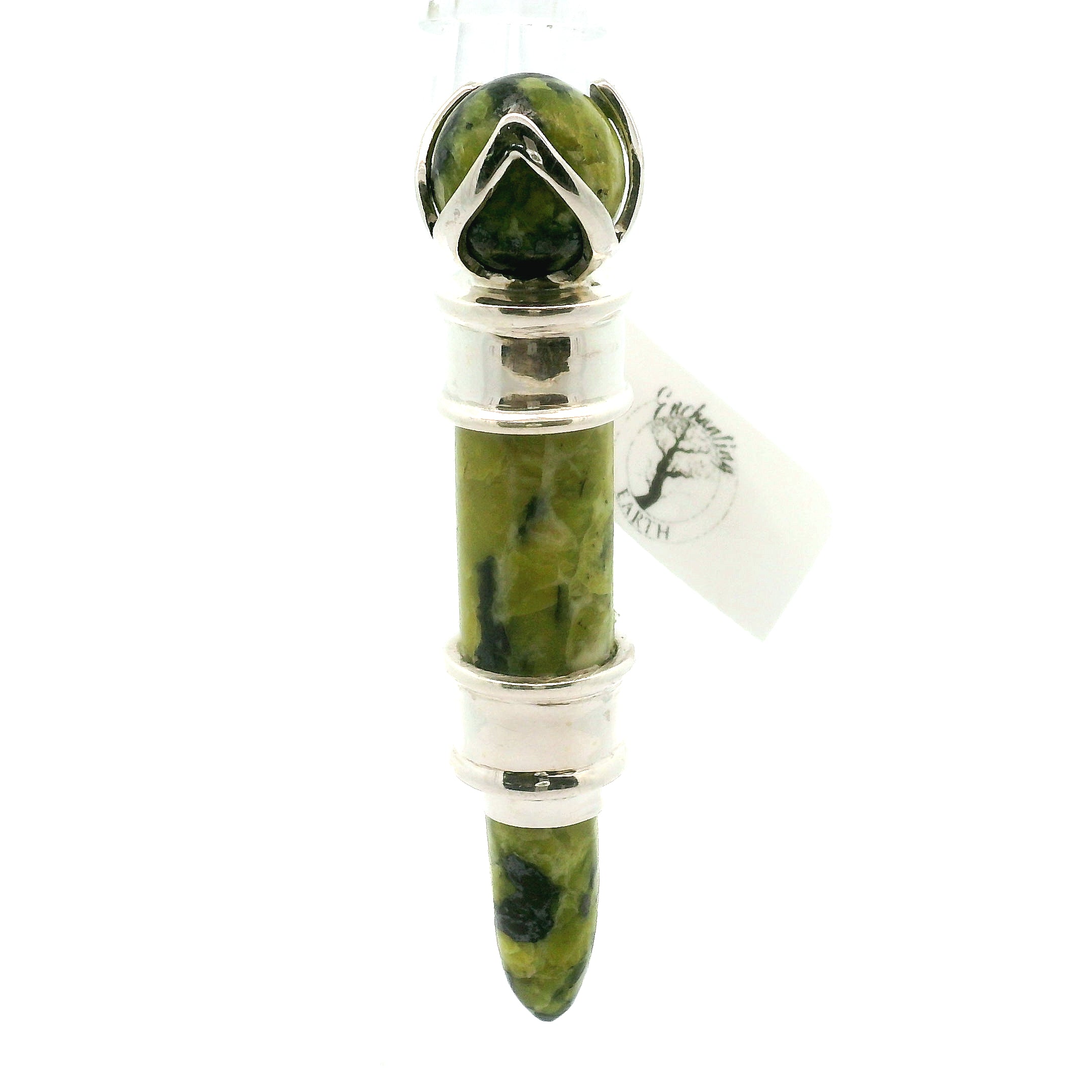 Lizardite Wandlet Wand Pendant .925 Silver for Connecting to Earth and Abundance