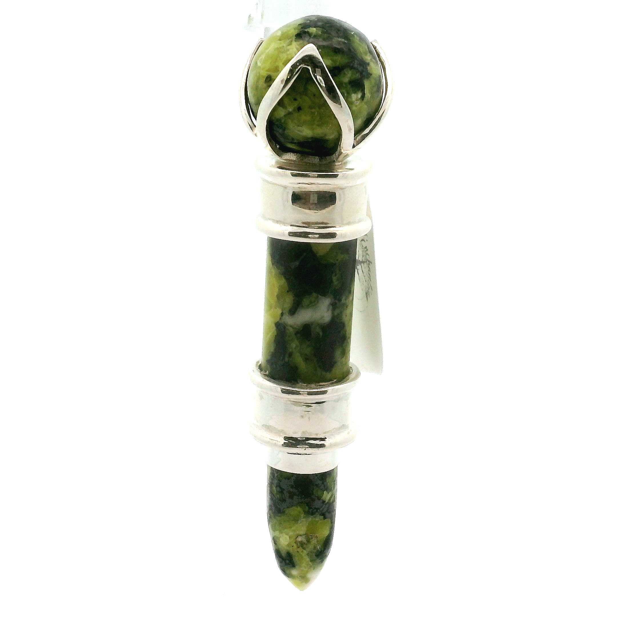 Lizardite Wandlet Wand Pendant .925 Silver for Connecting to Earth and Abundance