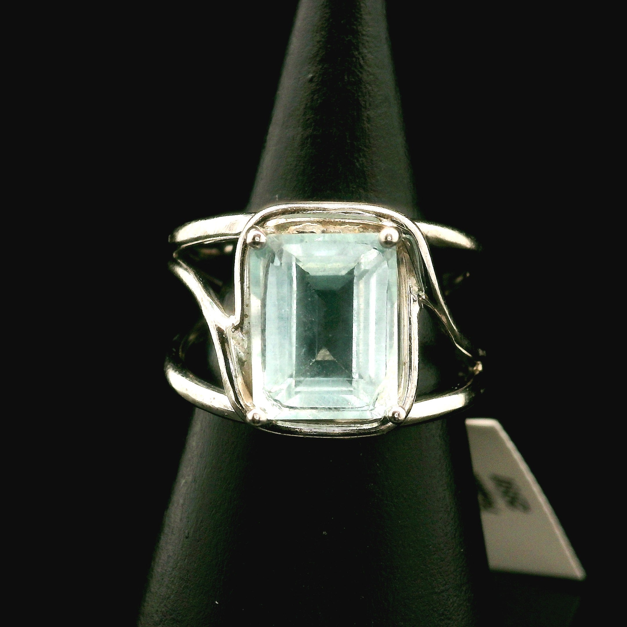 Blue Topaz Cuff Ring .925 Silver for Higher Levels of Awareness, Peaceful Communication and Clarity