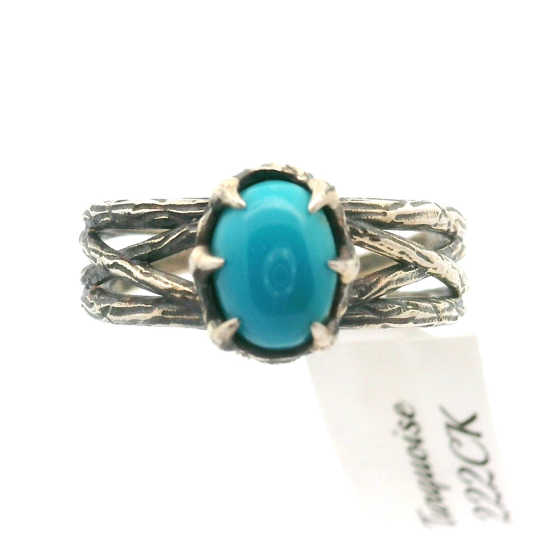 Turquoise Bad Witch Cuff Ring 925 Silver for Good Luck, Prosperity and Protection