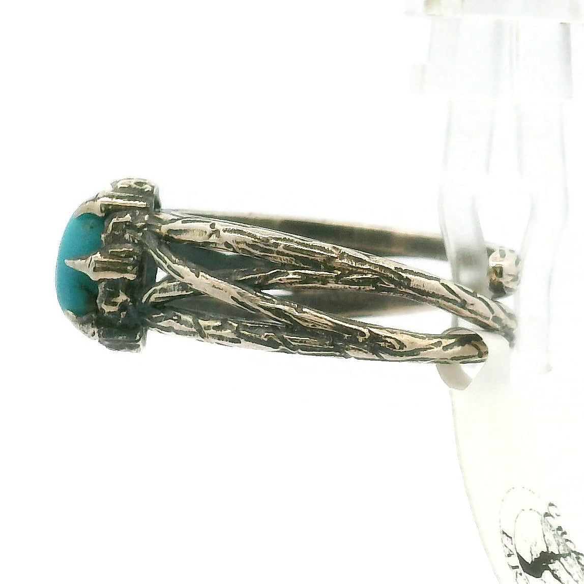 Turquoise Bad Witch Cuff Ring 925 Silver for Good Luck, Prosperity and Protection