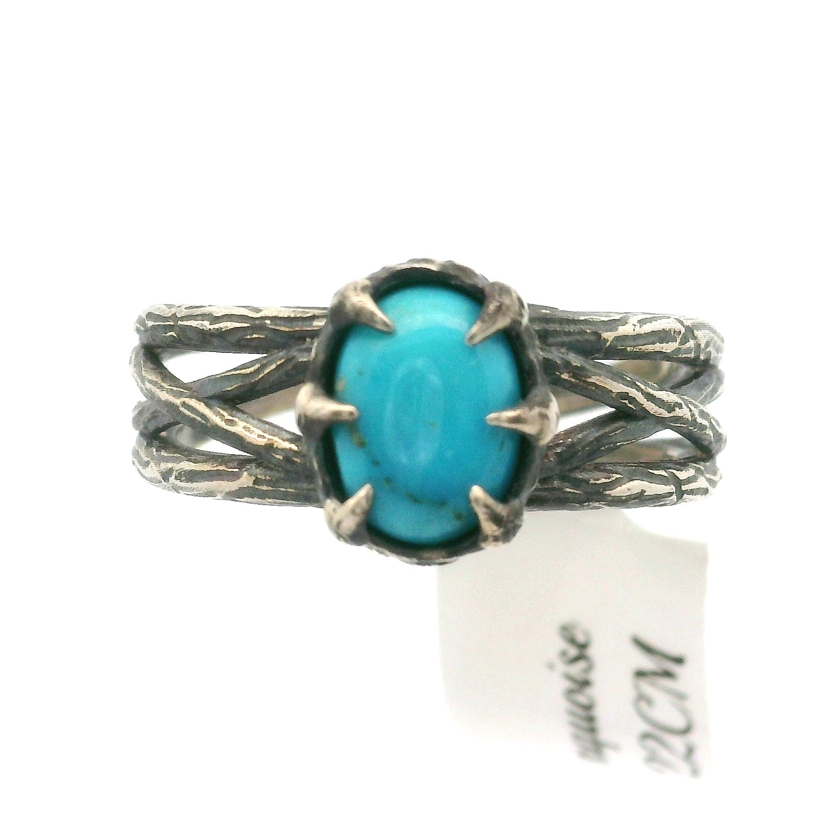 Turquoise Bad Witch Cuff Ring 925 Silver for Good Luck, Prosperity and Protection