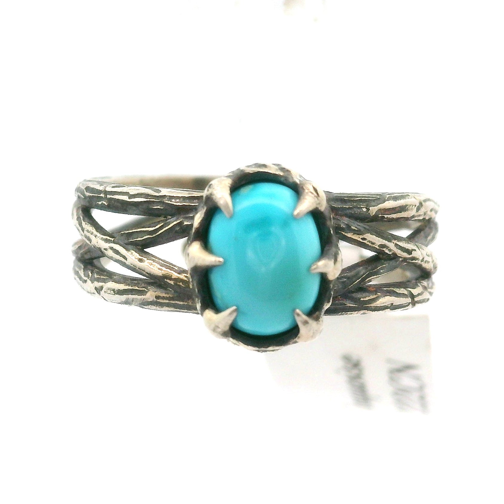 Turquoise Bad Witch Cuff Ring 925 Silver for Good Luck, Prosperity and Protection