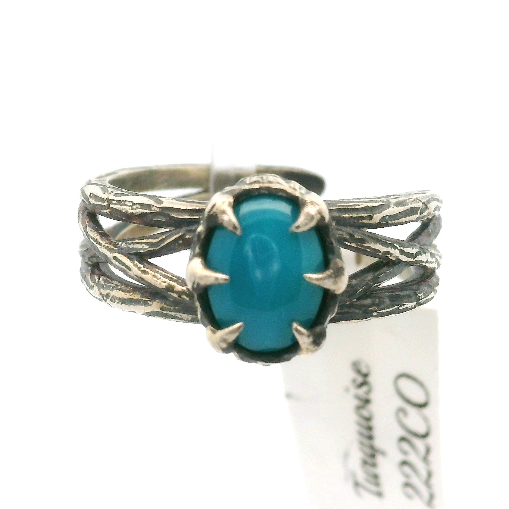 Turquoise Bad Witch Cuff Ring 925 Silver for Good Luck, Prosperity and Protection