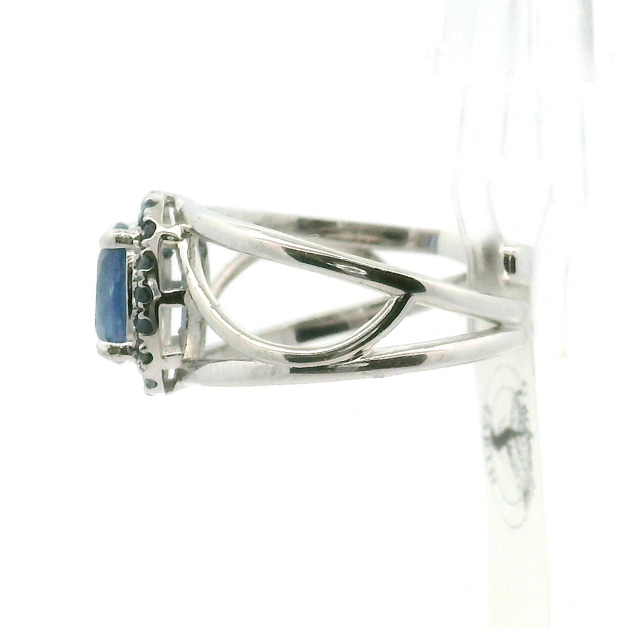 Blue Kyanite Pavé Cuff Ring .925 Silver for Energetic Clearing and Purification