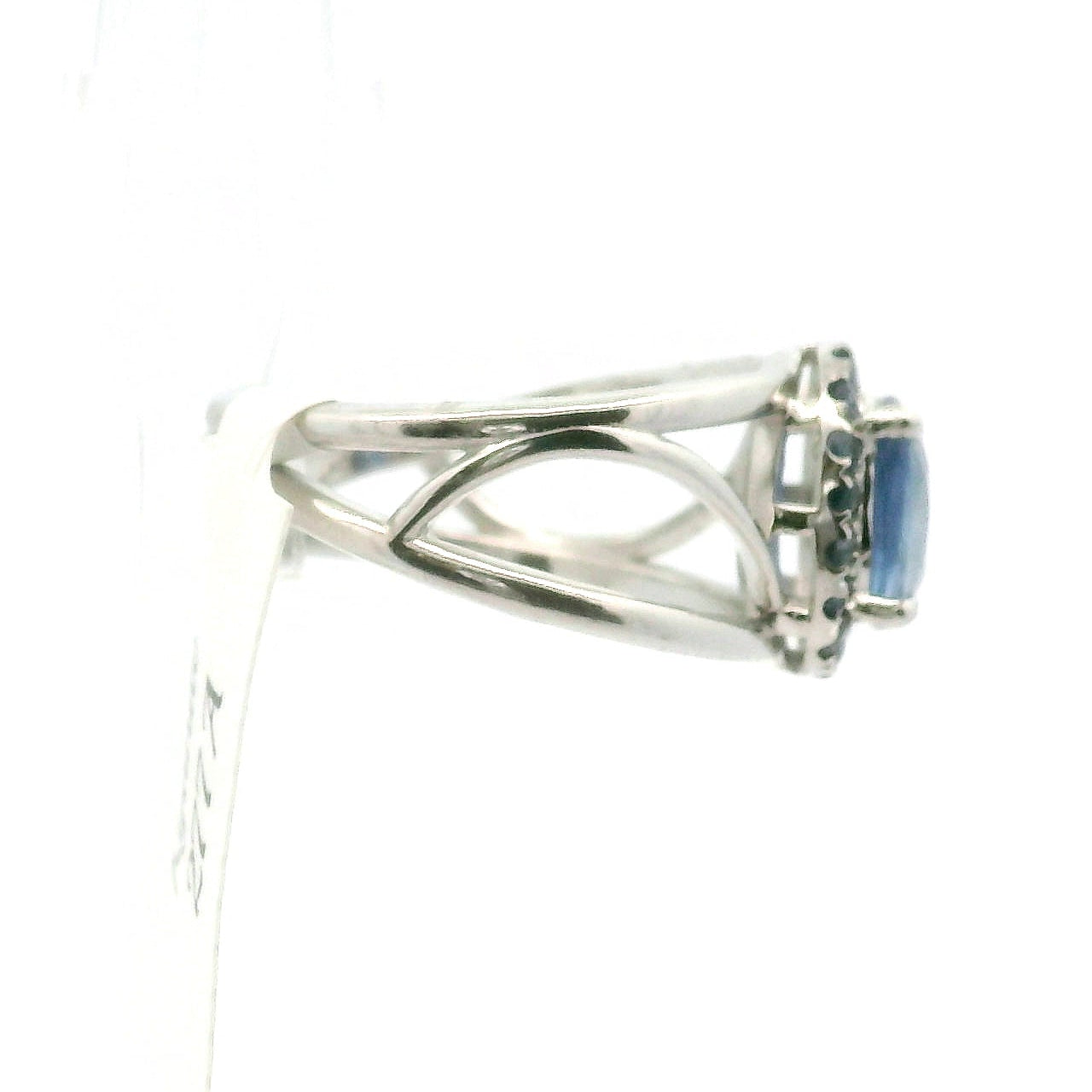 Blue Kyanite Pavé Cuff Ring .925 Silver for Energetic Clearing and Purification