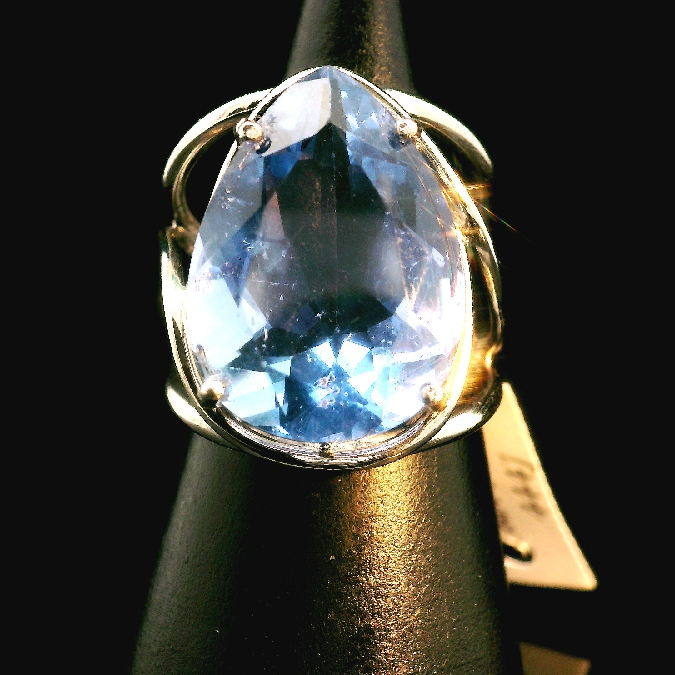 Blue Color Changing Fluorite Cuff Ring .925 Silver for Inspiration, Focus and Wisdom