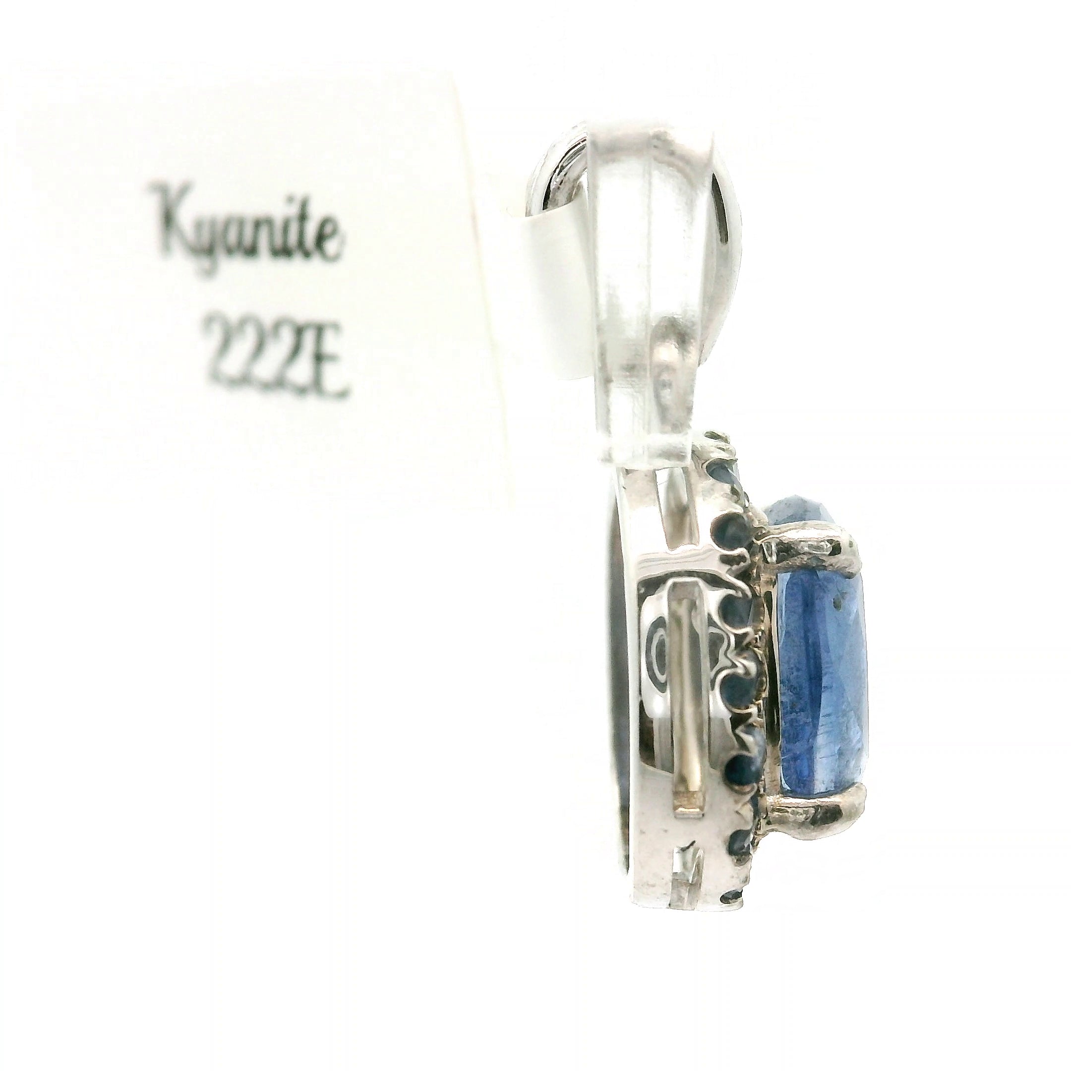 Blue Kyanite Pavé Pendant .925 Silver for Healing Work, High Intuition and Releasing Addiction