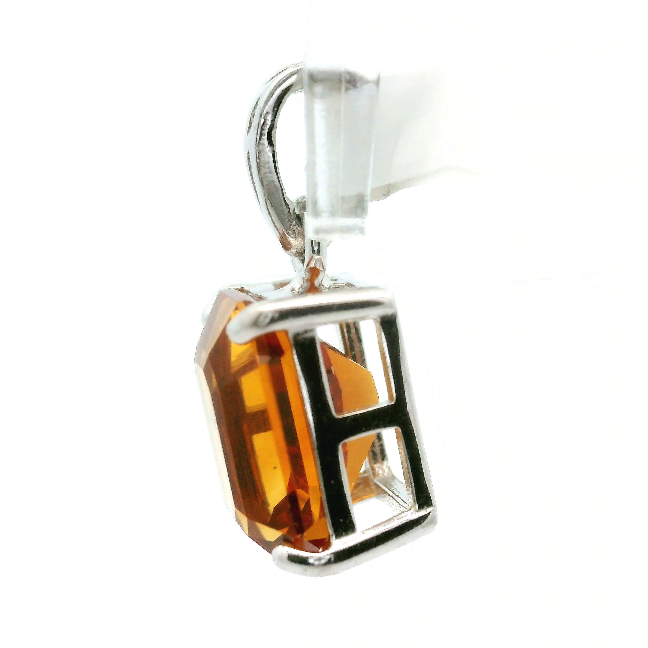 Citrine Fancy Cut Pendant .925 Silver for Abundance, Good Luck and Positivity