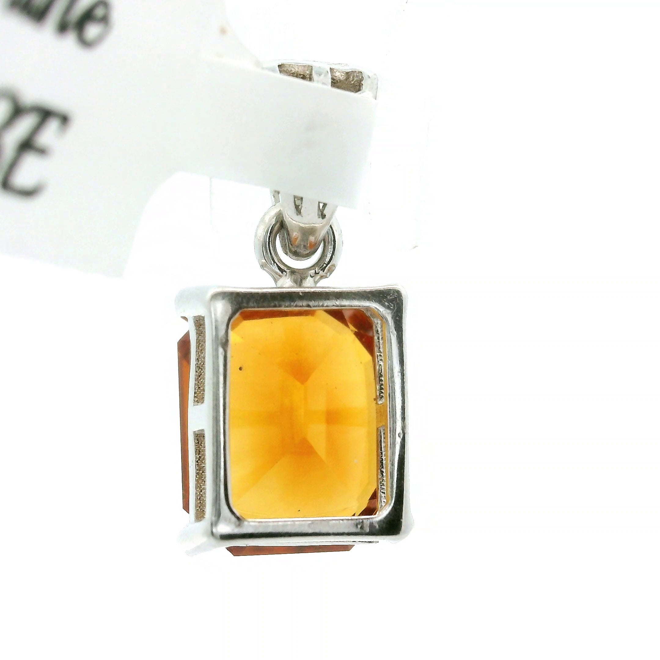 Citrine Fancy Cut Pendant .925 Silver for Abundance, Good Luck and Positivity